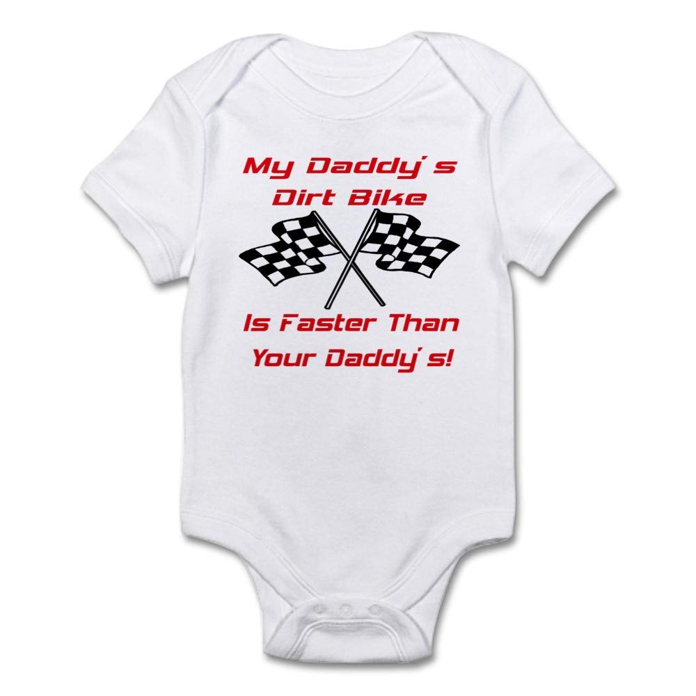 Daddy's Dirt Bike is Fast Infant Baby Bodysuit - Cute Motorcycle Onesie for Newborns & Toddlers - Perfect for Bike Races, Father's Day & Outdoor Adventures
