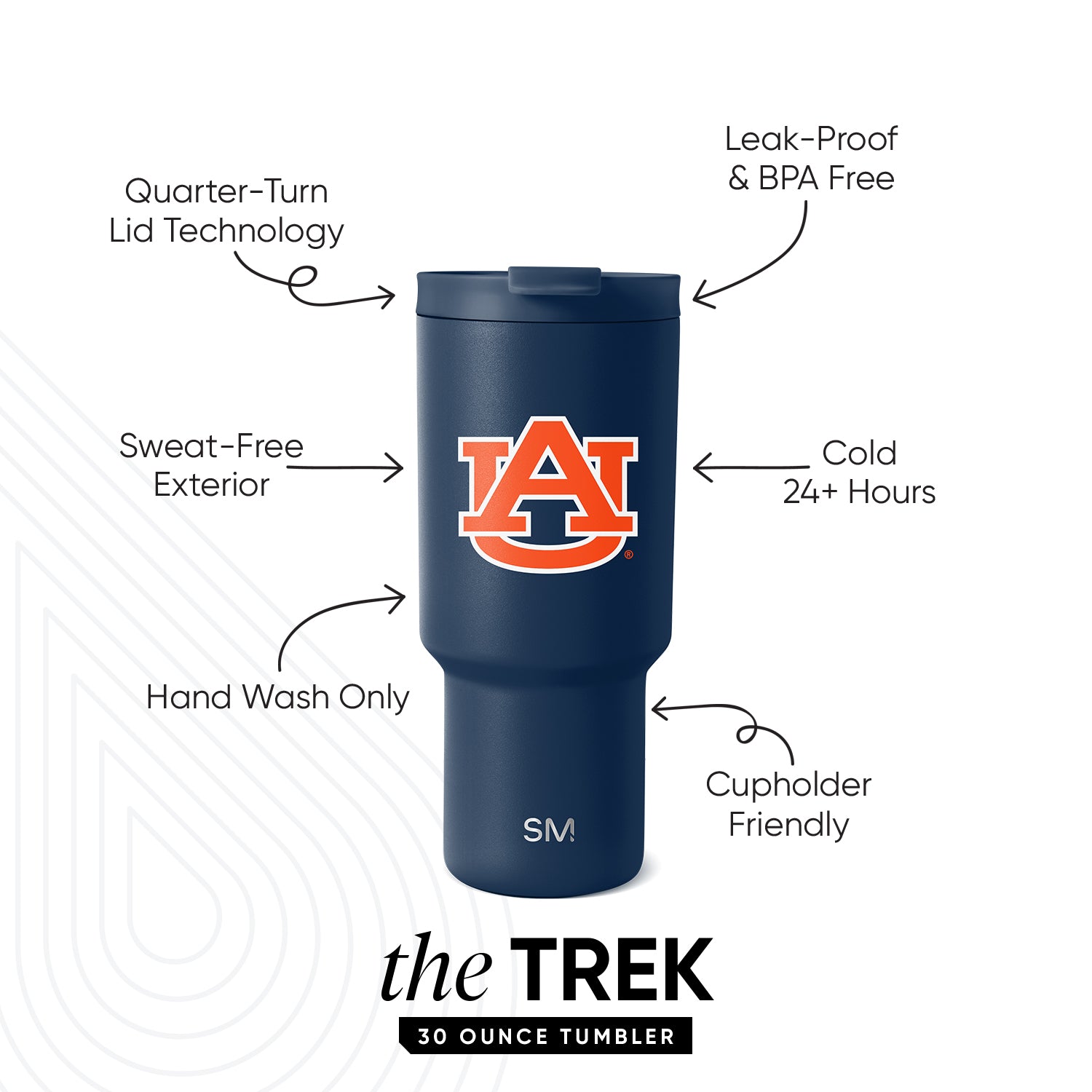 Collegiate Trek Tumbler - Insulated Stainless Steel Water Bottle with Lid for College Students | Perfect for Campus, Gym & Outdoor Adventures