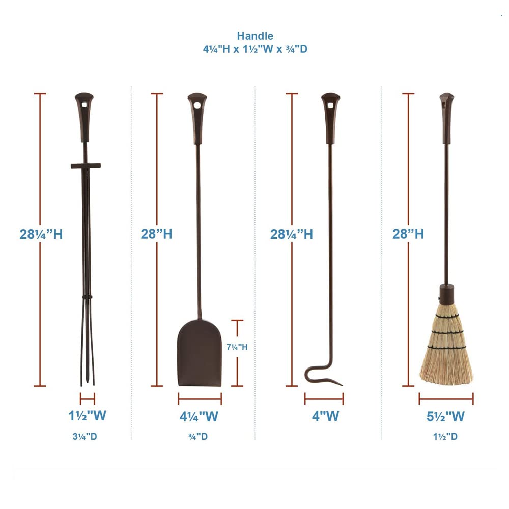 5-Piece Decorative Fireplace Tool Set - Handcrafted Iron Fireplace Accessories for Home & Hearth - Perfect for Living Room, Patio, and Outdoor Fire Pits