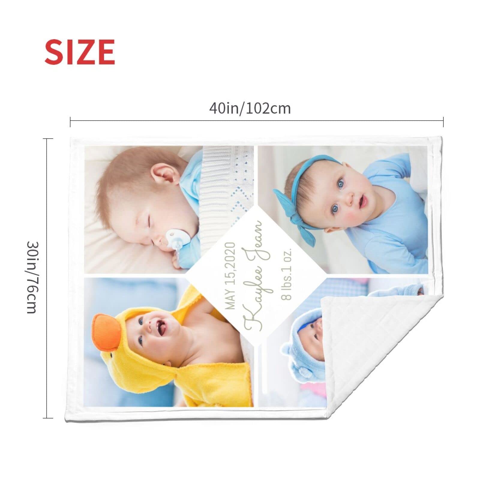 Personalized Baby Blankets with Name & Photo - Custom Newborn Blanket Gift for Boys & Girls - Perfect for Nursery, Christening & Baby Showers - White