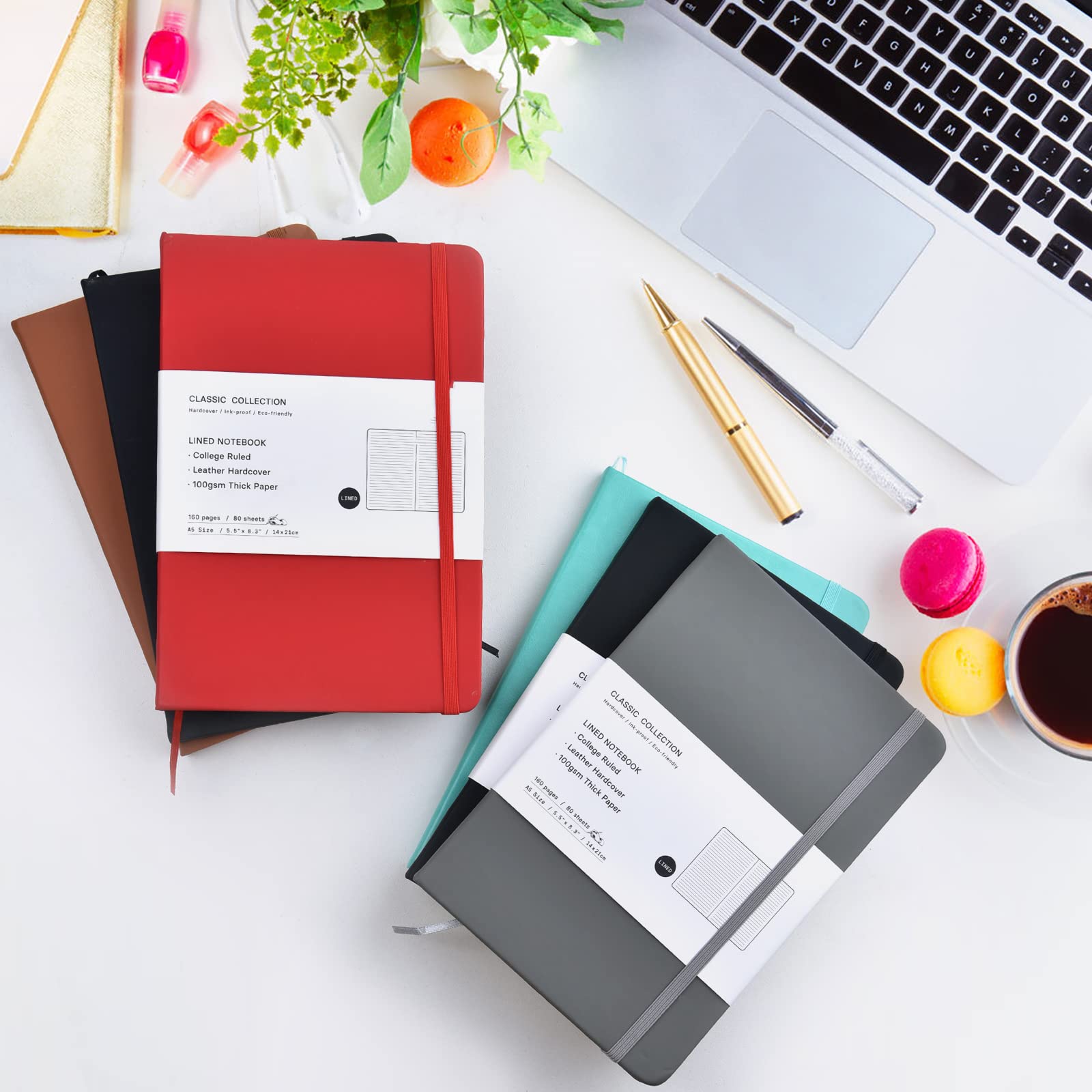 Coopay 24 Pack A5 Lined Hardcover Leather Journals - 160 Pages, 100GSM Thick Paper, 8.3
