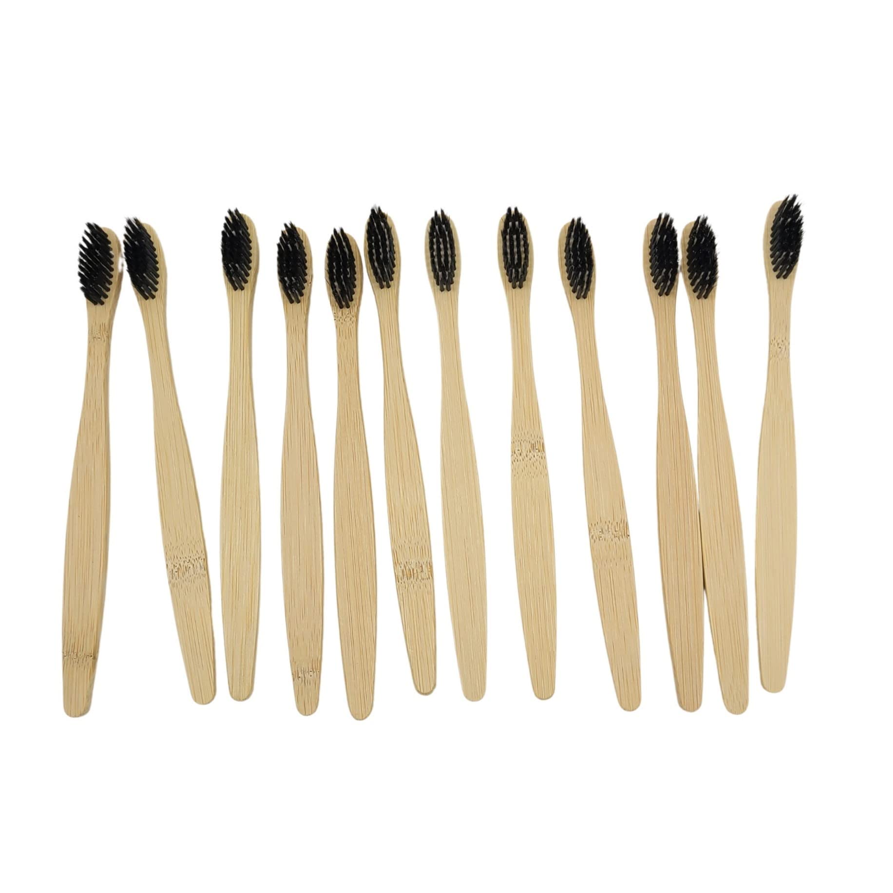 Natural Bamboo Toothbrush with Charcoal Bristles - Eco-Friendly Biodegradable Teeth Whitening Toothbrush (Pack of 12) - Medium Bristles, Ergonomic Design for Gentle Cleaning - Perfect for Travel, Home & Sustainable Oral Care