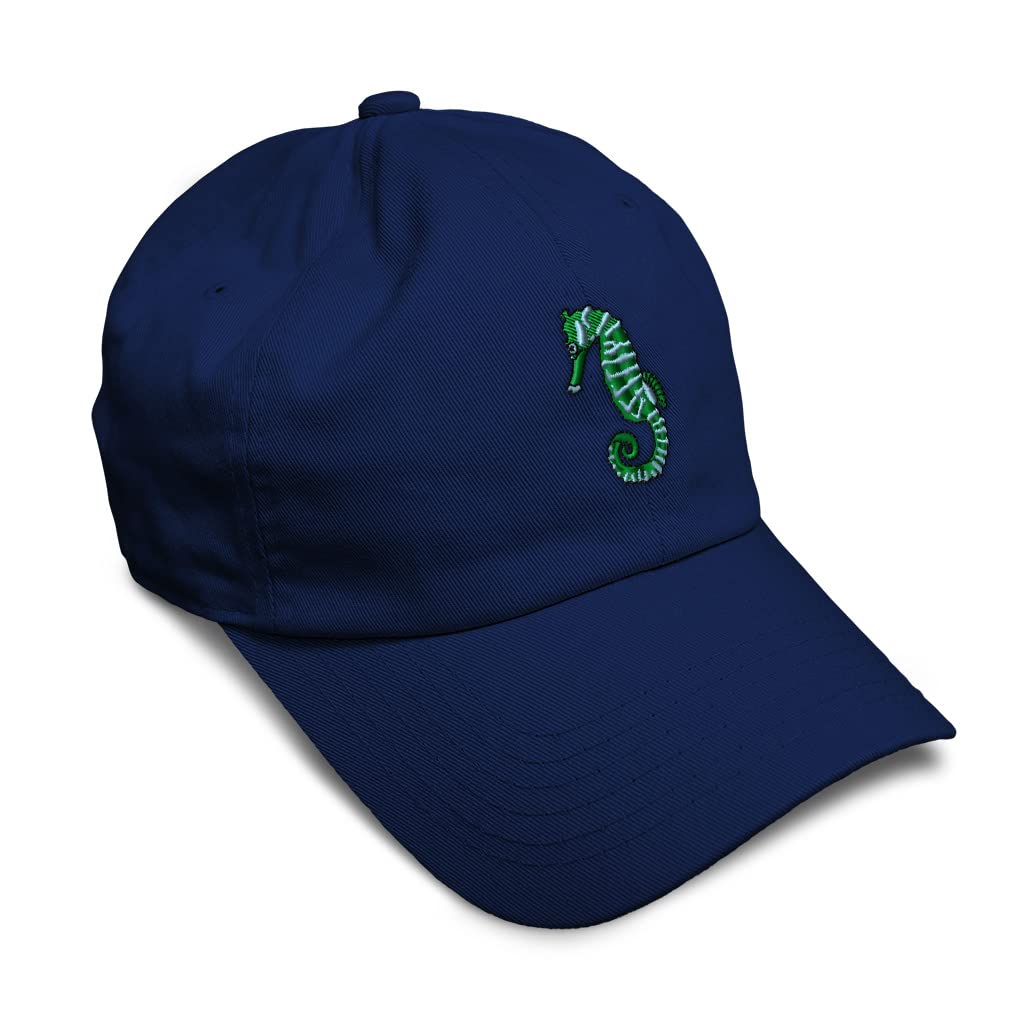 Soft Cotton Twill Baseball Cap with Seahorse Embroidery - Ocean Themed Dad Hat for Men & Women - Perfect for Beach Outings, Fishing, and Outdoor Adventures