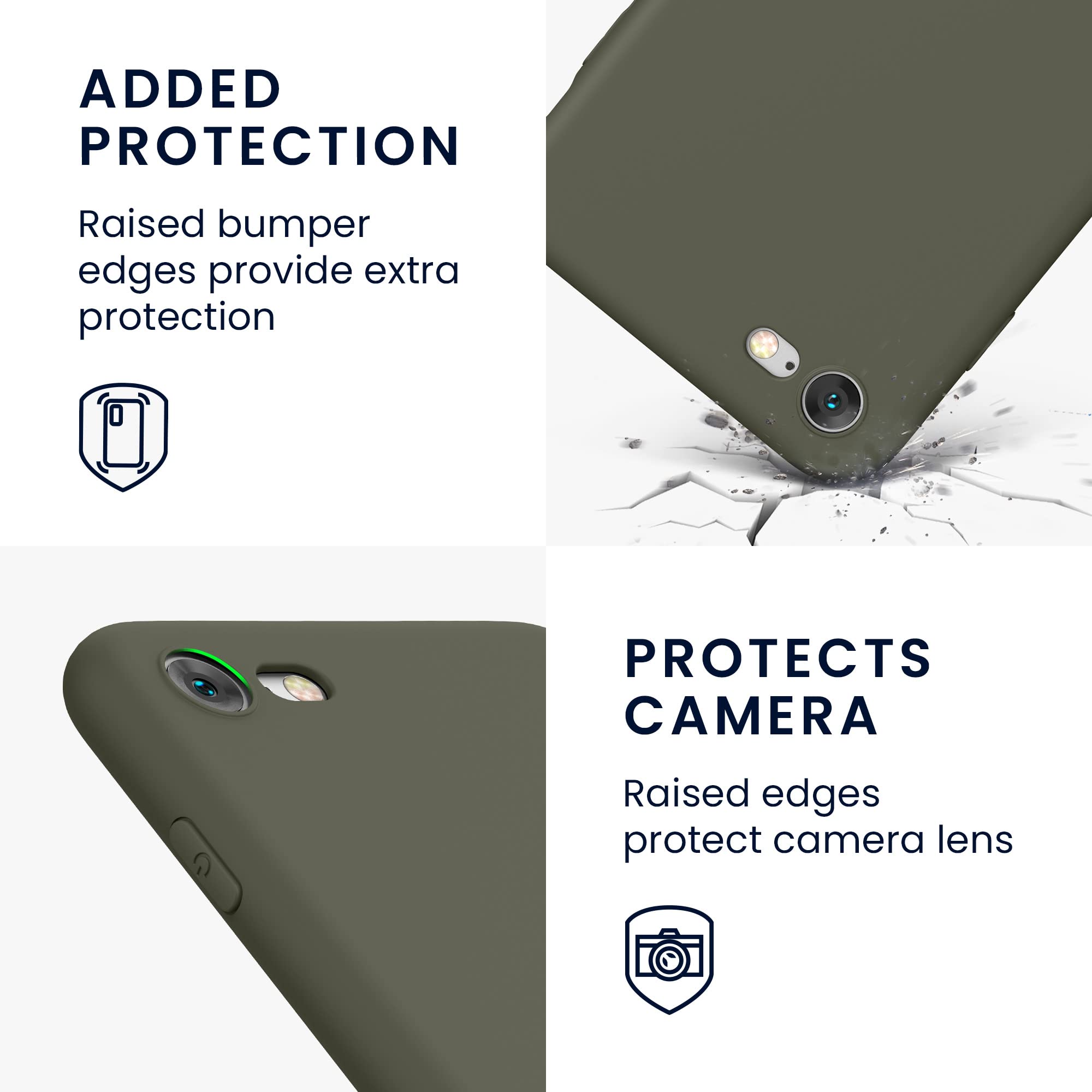 kwmobile Slim TPU Case Compatible with Apple iPhone SE 2022/2020, iPhone 8 & 7 - Protective Soft Matte Cover in Olive Green | Perfect for Everyday Use, Work & Travel