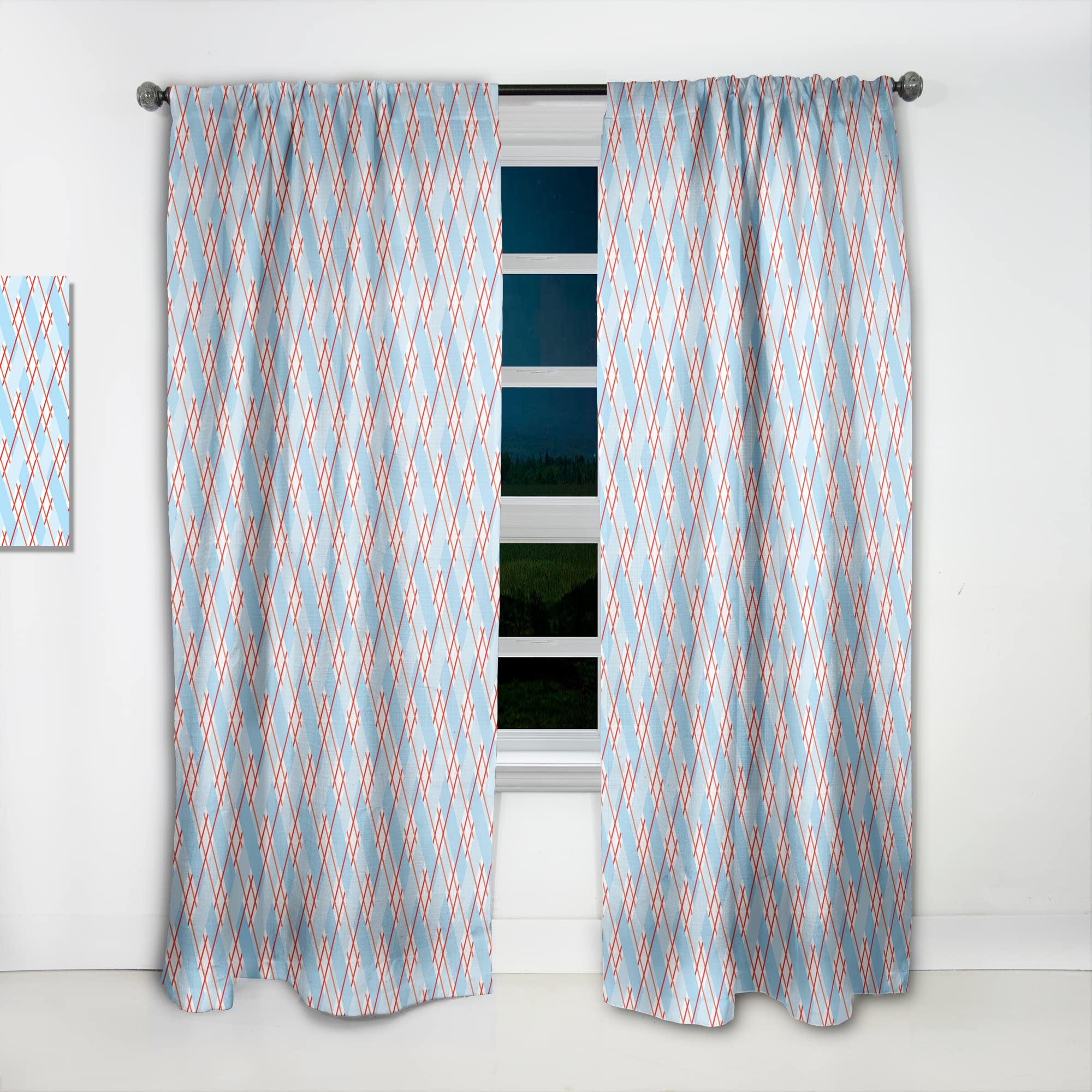 DesignQ Thermal Insulated Blue & Red Plaid Curtains - 52x108 Single Panel for Bedroom & Living Room - Energy Saving, Blackout Drapes for Home Decor & Privacy