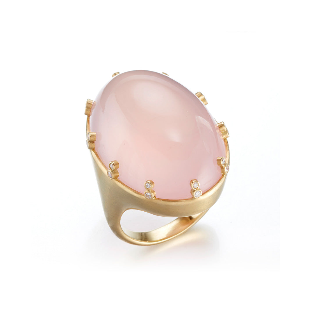 Rose Quartz & Diamond Ring for Women – Elegant Healing Crystal Jewelry for Engagement, Wedding & Everyday Wear