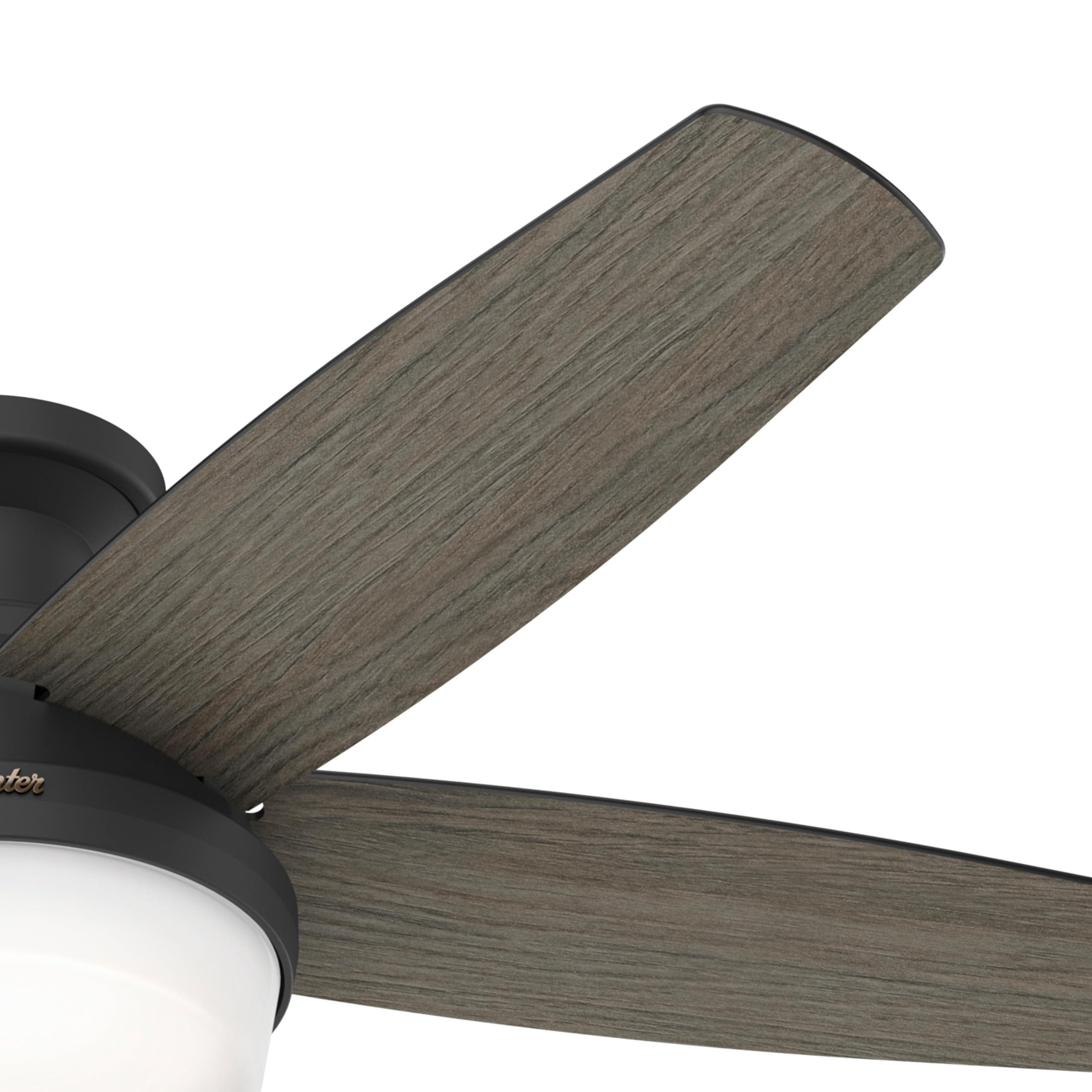 Hunter Fan 48 Inch Black Ceiling Fan with LED Light Kit & Remote Control - Low Profile Energy Efficient Indoor Ceiling Fan for Bedroom, Living Room, Office - Perfect for Home Cooling and Air Circulation
