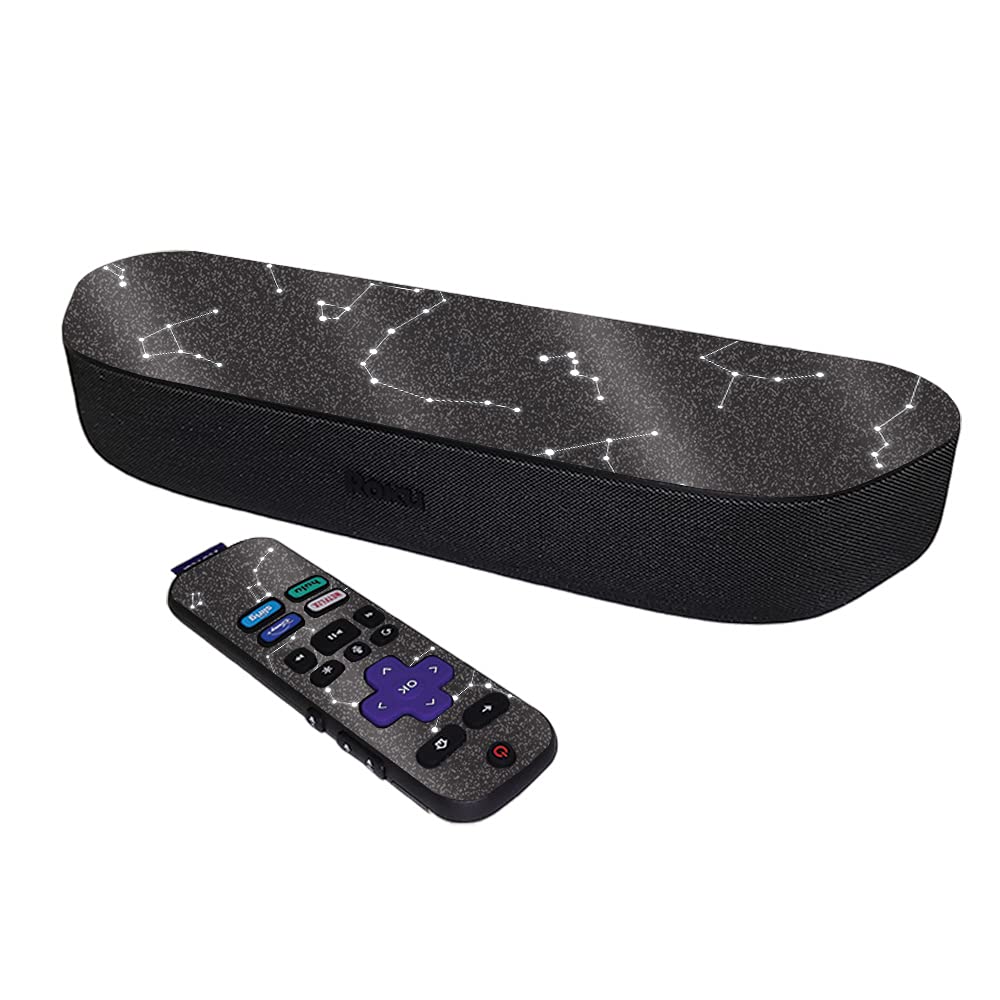 MightySkins Glossy Glitter Protective Skin Cover for Roku Streambar Media Player (2020) - Constellations Design | Durable Scratch-Resistant High-Gloss Finish | Easy to Apply & Remove | Made in USA | Perfect for Home Theater, Gaming Setup & Entertainment Centers