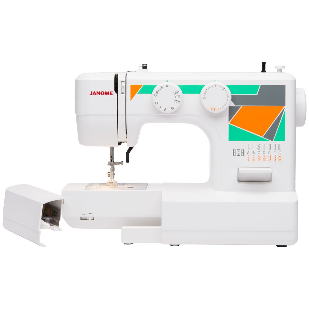 Janome MOD-15 Easy-to-Use Sewing Machine with 15 Built-in Stitches, Adjustable Stitch Length & 5-Piece Feed Dogs - Perfect for Beginners, Quilting, Dressmaking & Home DIY Projects