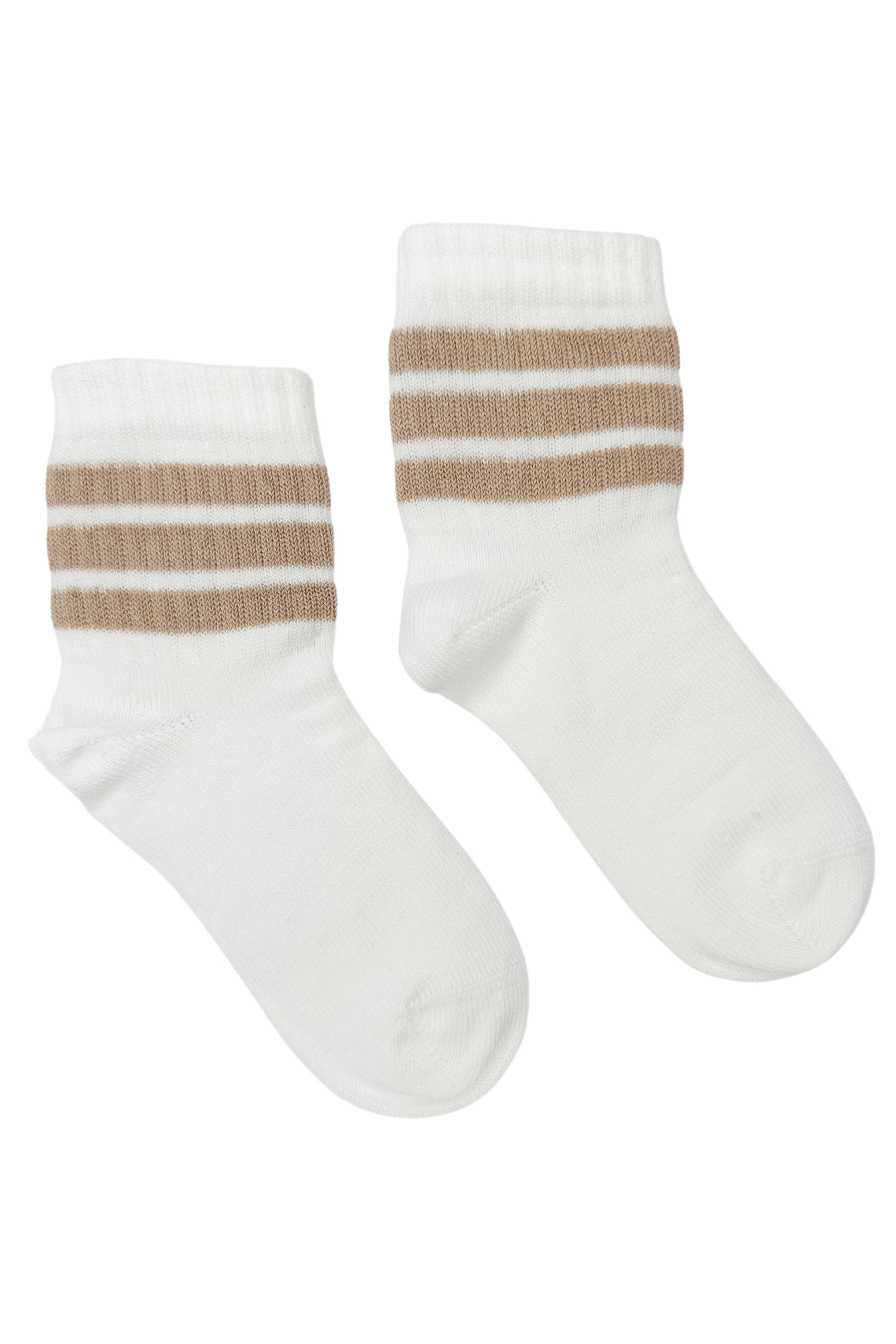Beige Striped Athletic Socks for Men & Women - Breathable Running Socks for Sports, Gym & Casual Wear