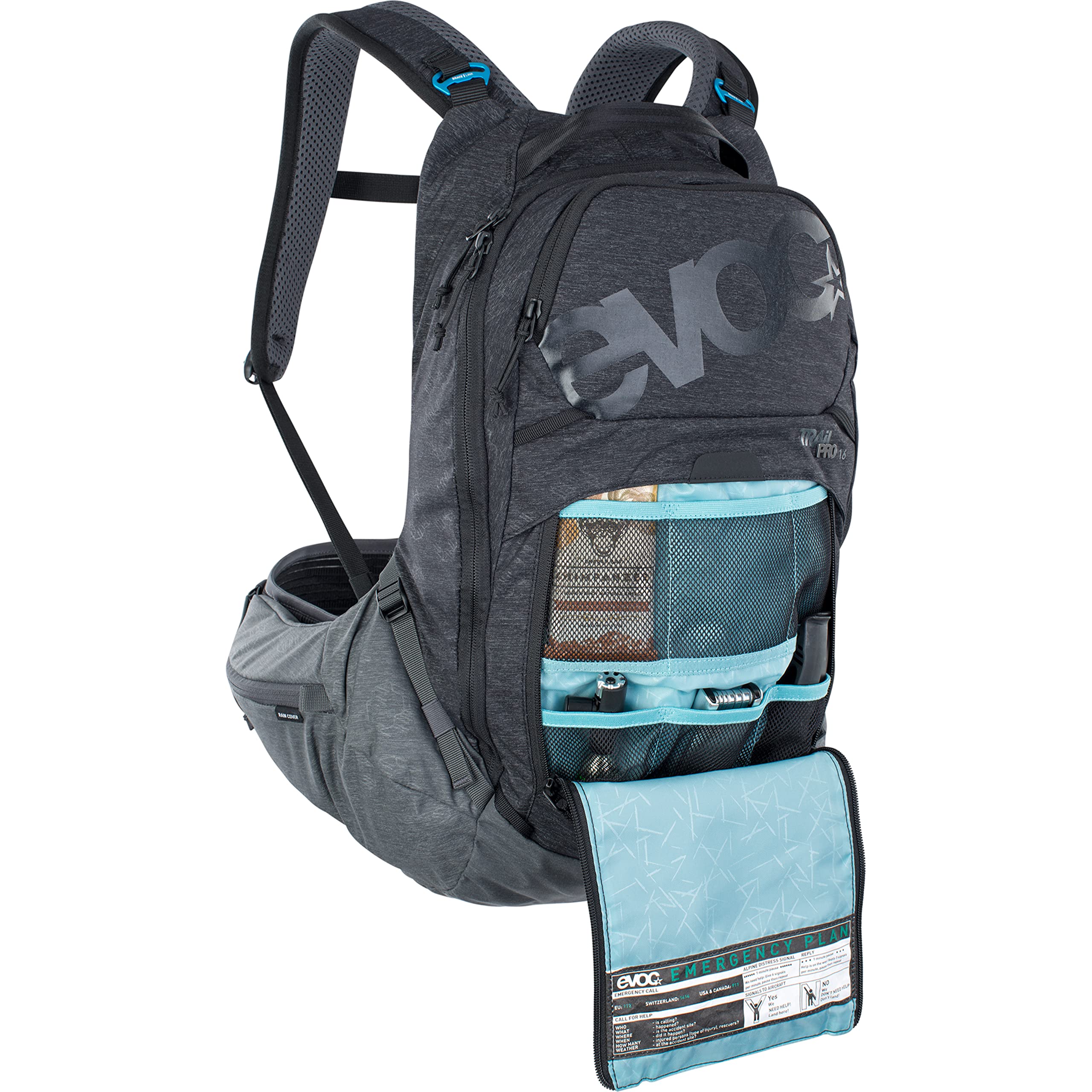 EVOC Rucksack Backpack - Large to X-Large Hiking & Travel Backpack for Men & Women - Durable Water-Resistant Black/Carbon Grey Design - Perfect for Outdoor Adventures, Camping & Daily Commute