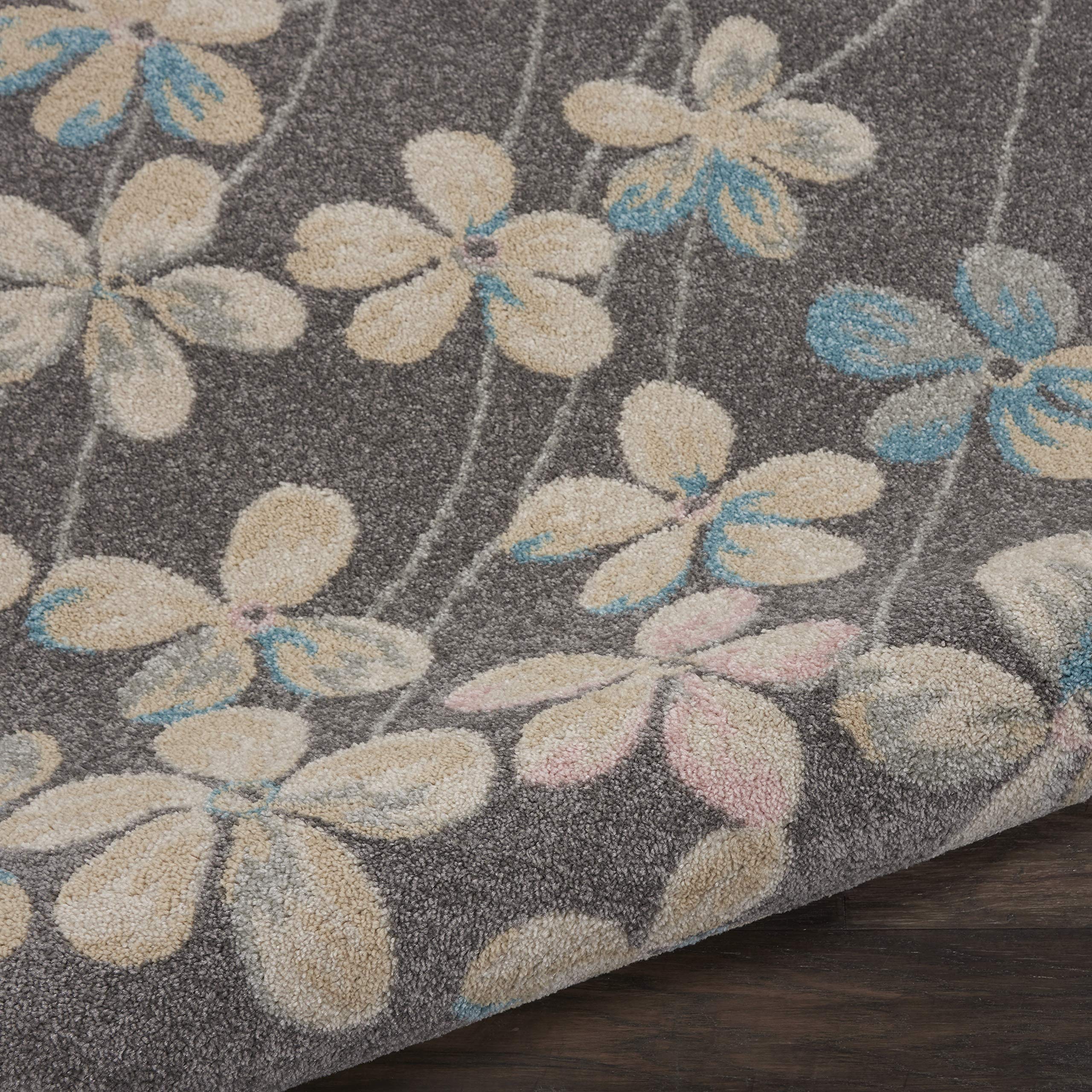 Nourison Tranquil Floral Grey/Beige 8' x 10' Area Rug - Easy to Clean, Non-Shedding, Soft & Durable - Perfect for Bedroom, Living Room, Dining Room & Kitchen Decor (8x10)