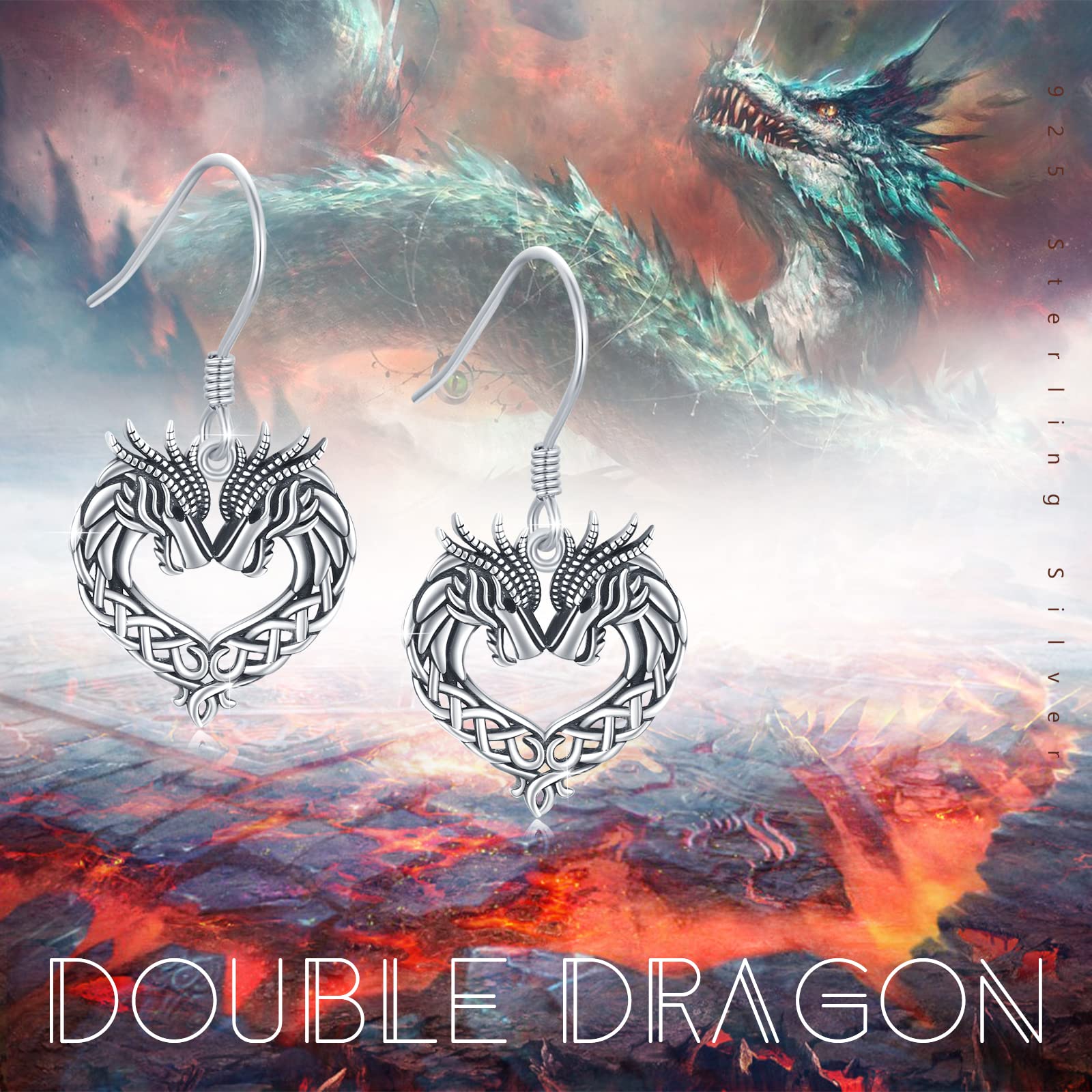 925 Sterling Silver Celtic Animal Earrings for Women - Dragon, Horse, Wolf Dangle Drop Earrings | Unique Celtic Jewelry Gifts for Her | Perfect for Parties, Weddings & Everyday Wear