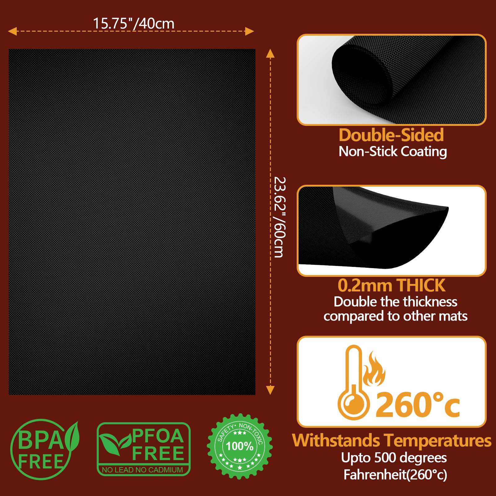2 Pack Heavy Duty Non Stick Oven Liners - BPA & PFOA Free, Thickened Oven Bottom Protector Mats, Replacement for Aluminum Foil for Electric/Gas Ovens, Toasters & Grills - Perfect for Baking, Roasting & Easy Cleanup