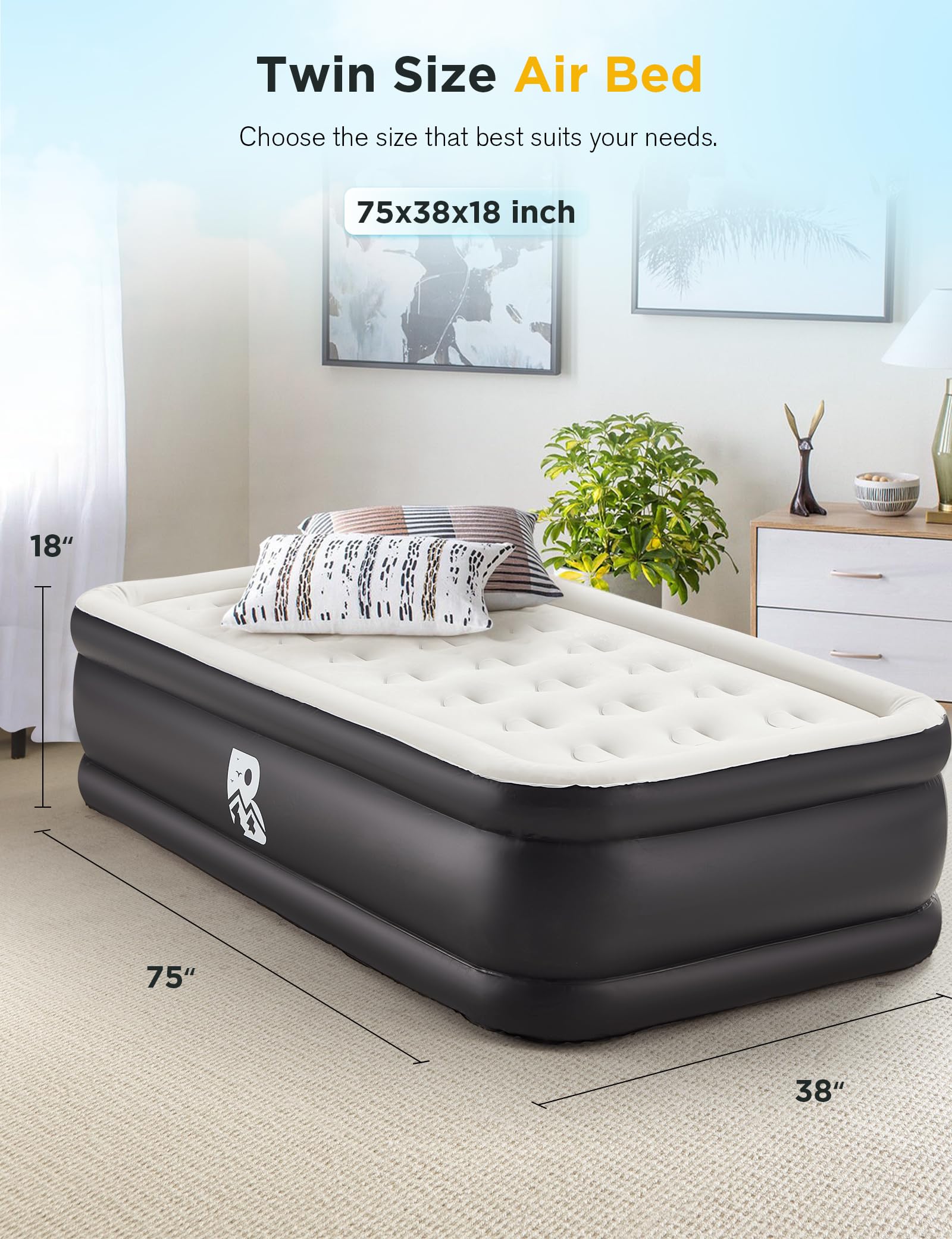 Twin Size Air Mattress with Built-in Pump - 18