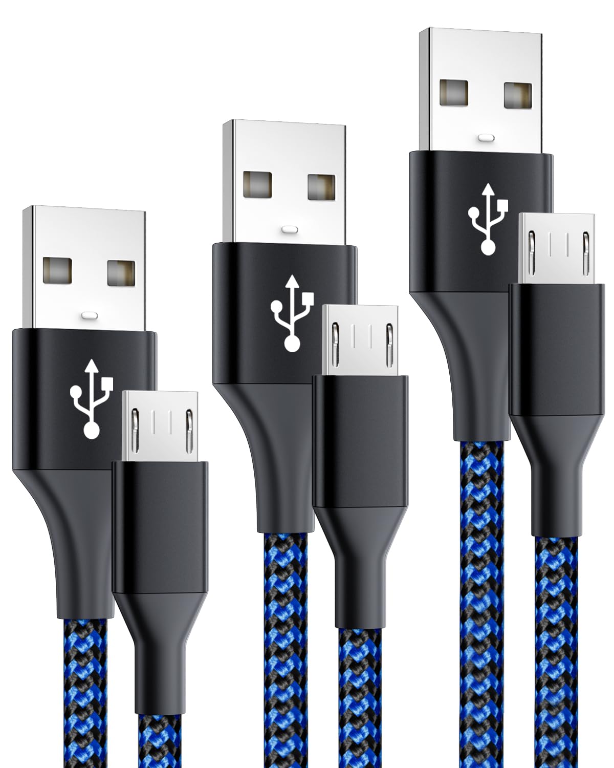 3-Pack 10FT Nylon Braided Micro USB Charging Cable for PS4, Xbox One Controller, Dualshock 4 - Fast Charging & Data Sync Cord for PS4 Slim/Pro, Xbox One S/X - Perfect for Gaming, Streaming & Long Play Sessions