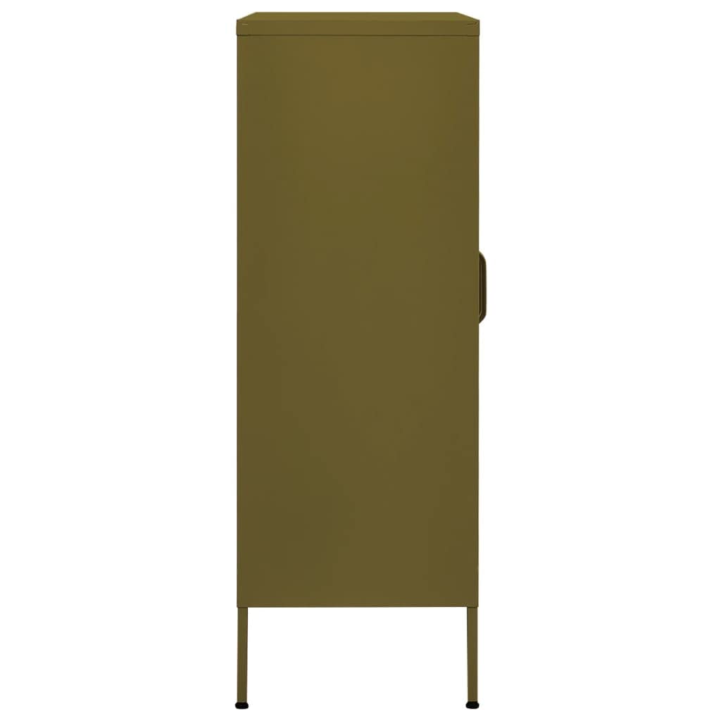 vidaXL Olive Green Steel Storage Cabinet - Heavy Duty Industrial Shelving Unit with Adjustable Shelves & Leveling Feet, Easy Assembly for Home Office, Garage, or Warehouse Organization (Books, Magazines, Tools Storage)