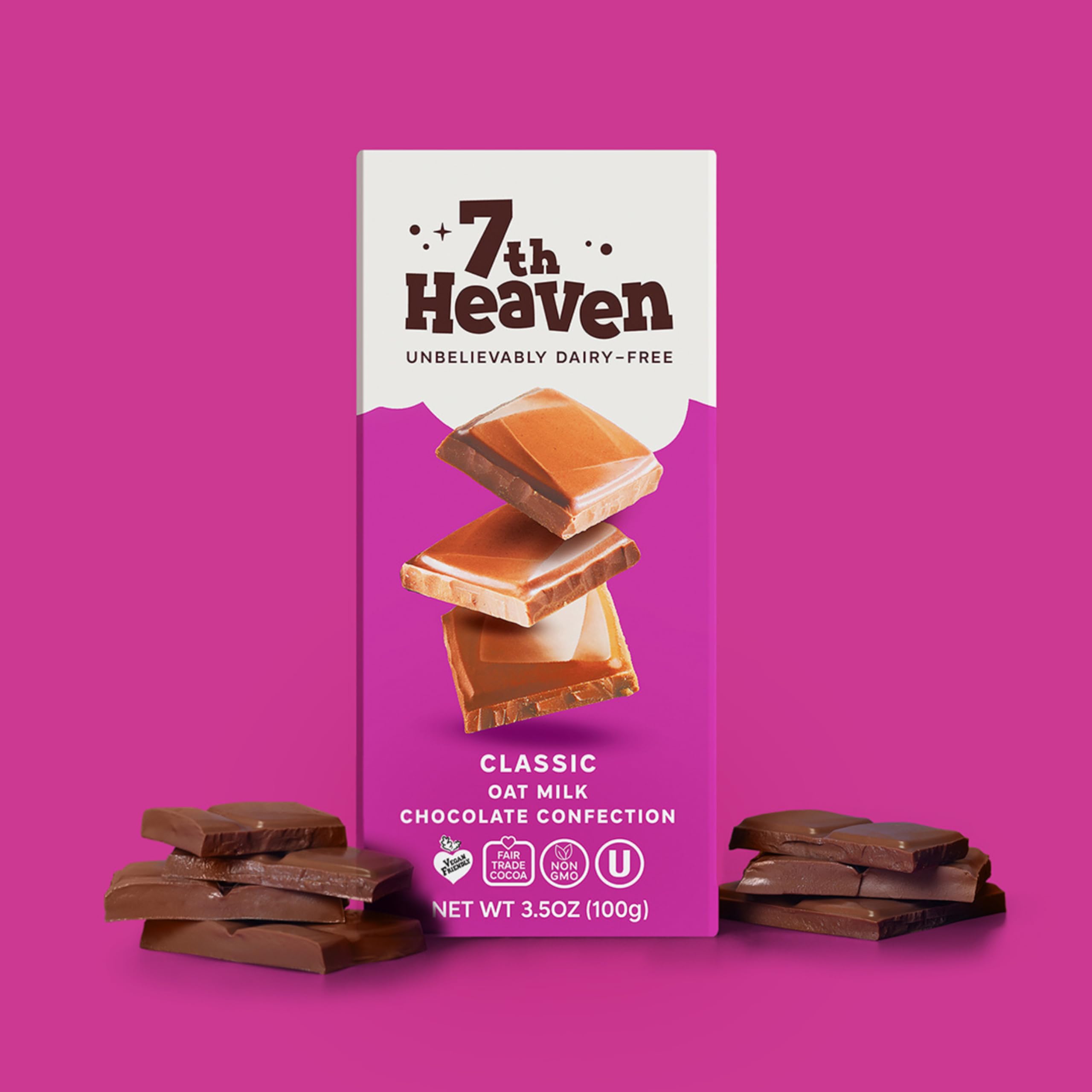 7th Heaven Vegan Oat Milk Chocolate Bar Variety Pack - 5 Flavors (Classic, Sea Salt Caramel, Cookies & Cream, Hazelnut Crunch, Peanut Butter) - 3.5oz Dairy-Free Candy Bars - Fair Trade, Kosher, Plant-Based Chocolate with Coconut Oil - Perfect for Easter Gifts, Vegan Desserts, Snacking & Holiday Treats
