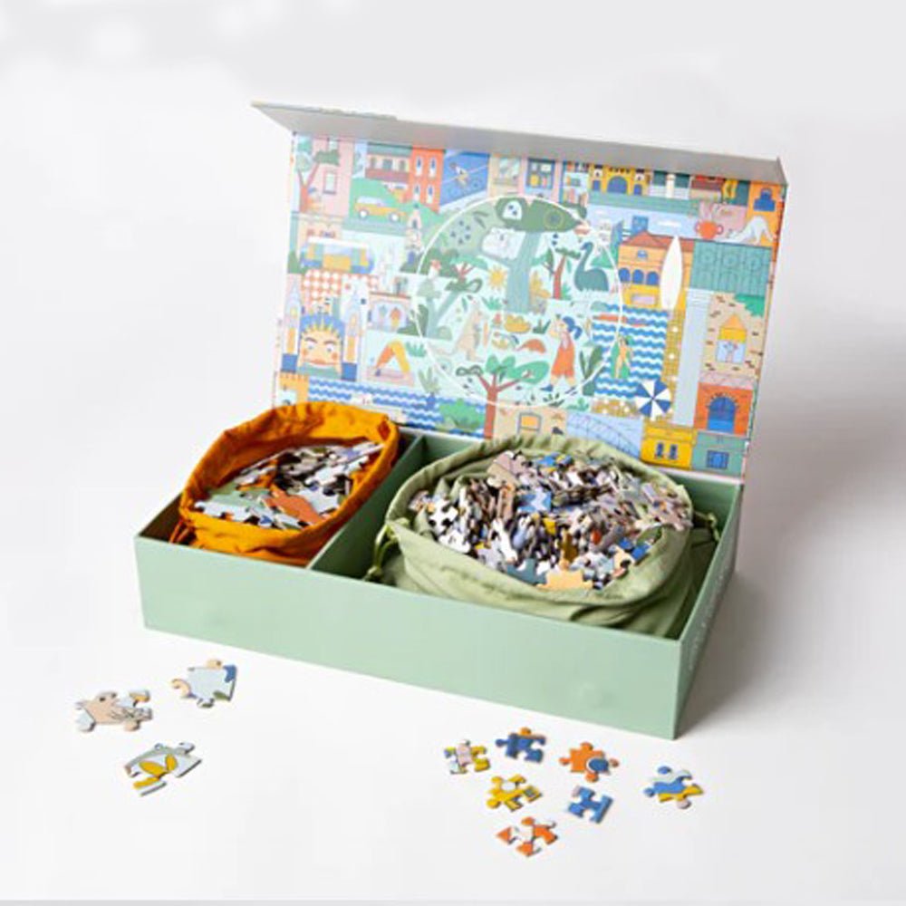 Big Country Small City Family Puzzle - 500 Piece Jigsaw Puzzle for Adults & Kids - Fun Educational Game for Family Bonding & Travel Entertainment