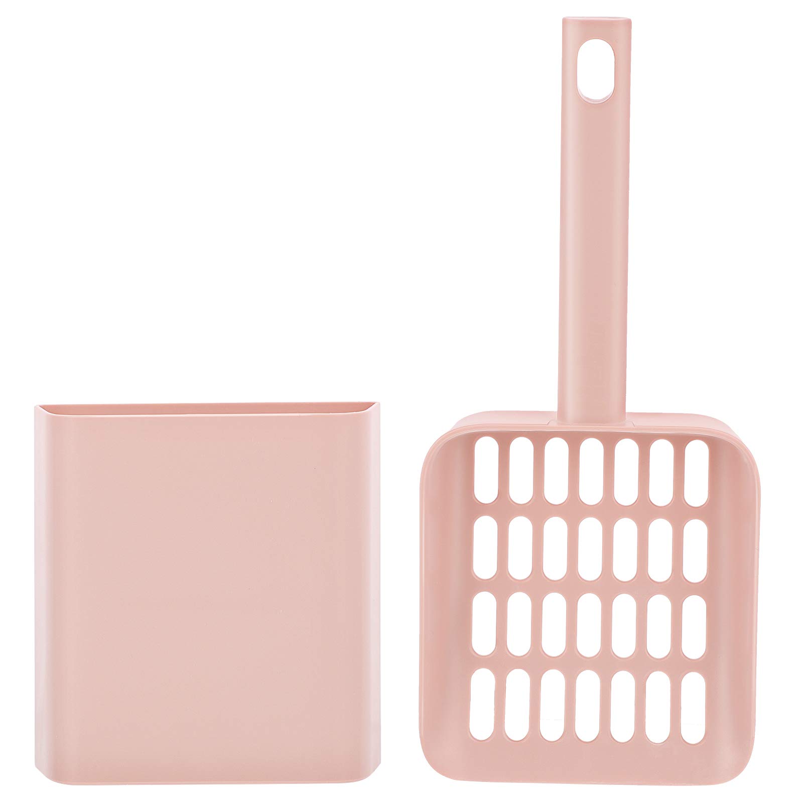 POPETPOP Cat Litter Scoop with Holder - Durable Stainless Steel Kitty Waste Shovel for Easy Cleaning | Essential Pet Supplies for Litter Box Maintenance & Odor Control | Perfect for Multi-Cat Households & Small Spaces