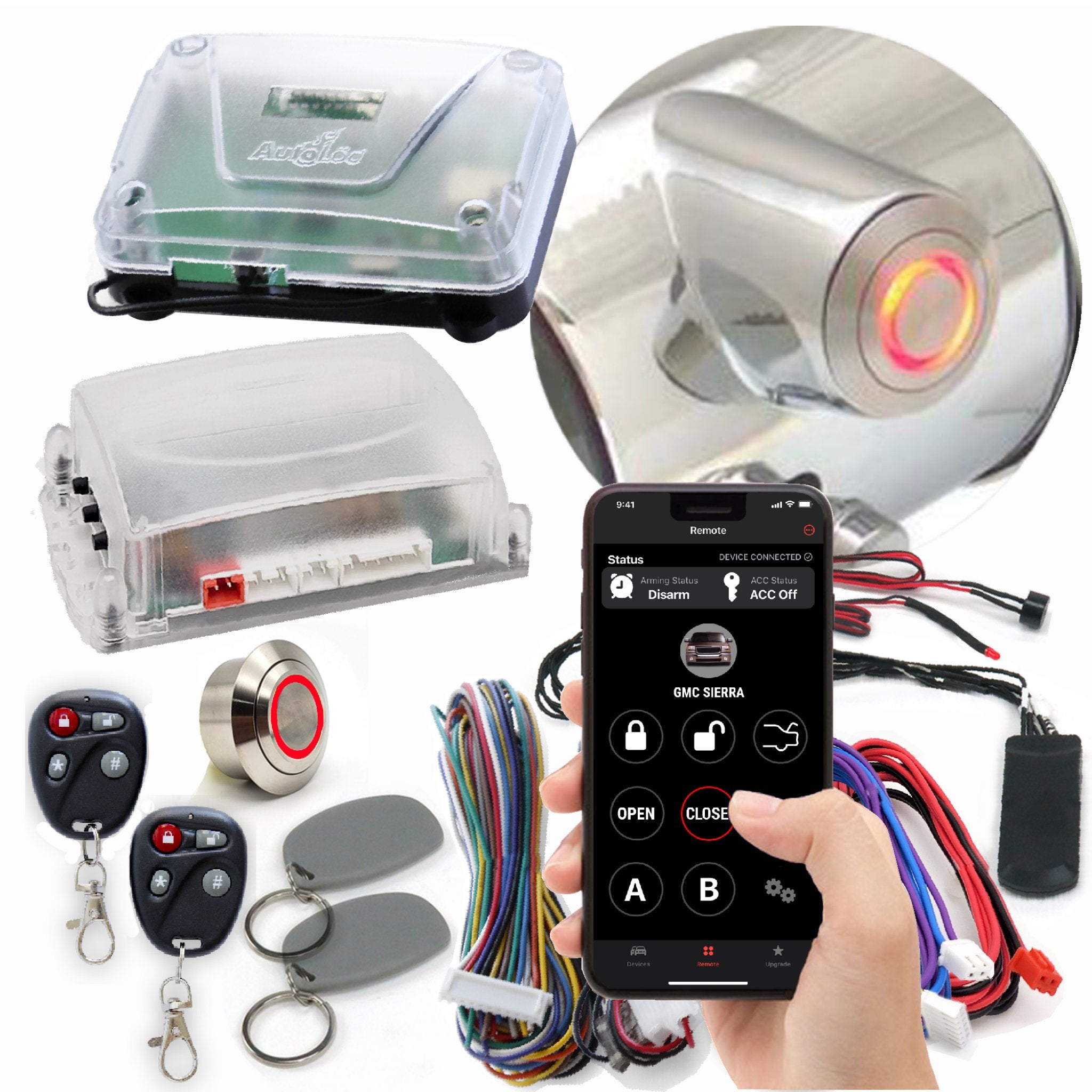 1901-1907 Oldsmobile Model B Push Button Start Kit - Keyless Entry, Remote Start & RFID Tag - GM Fit Column Insert - Classic Car Accessories for Easy Ignition & Security Upgrade
