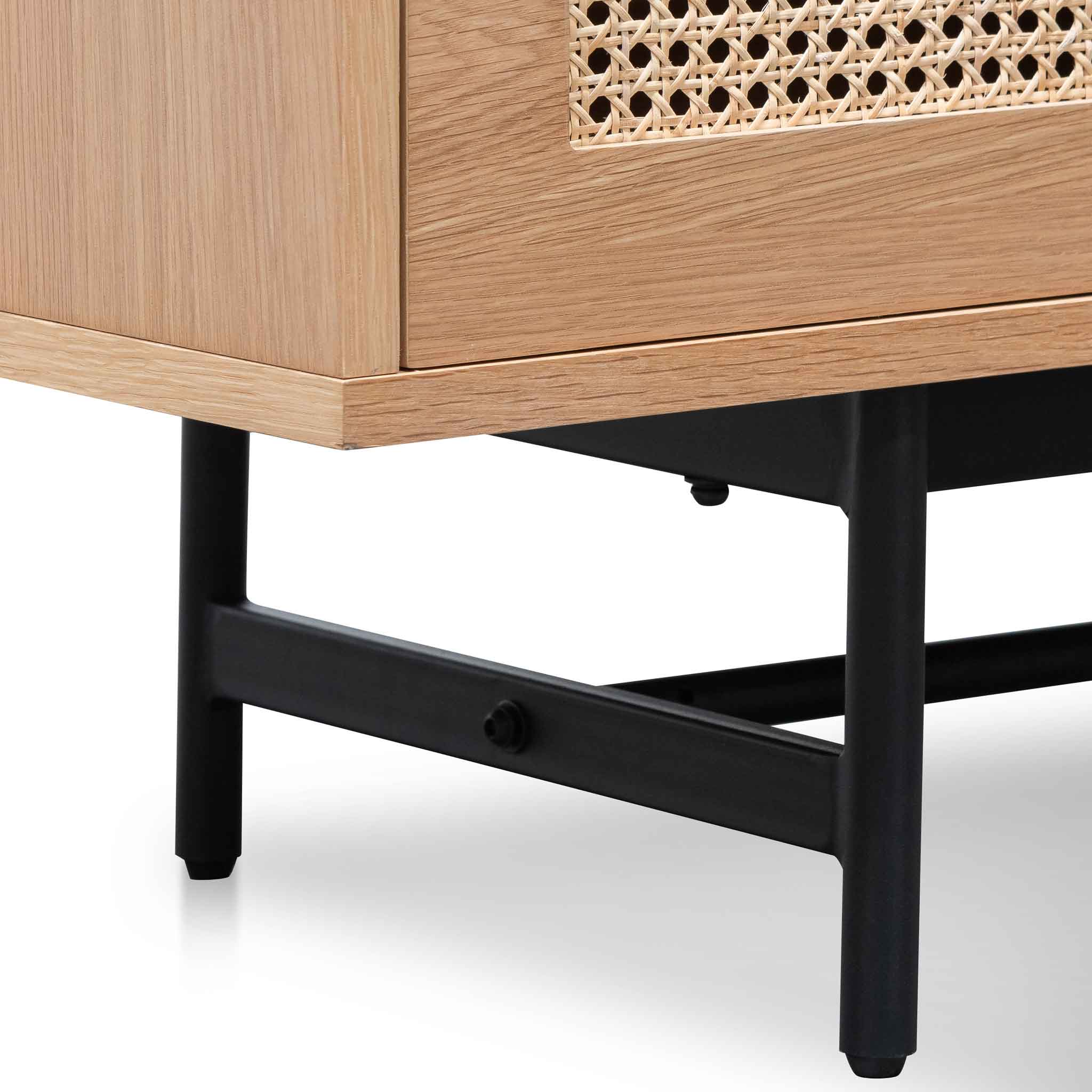 2m Natural Oak TV Stand with Rattan Doors - Modern Entertainment Center for Living Room, Bedroom & Home Theater