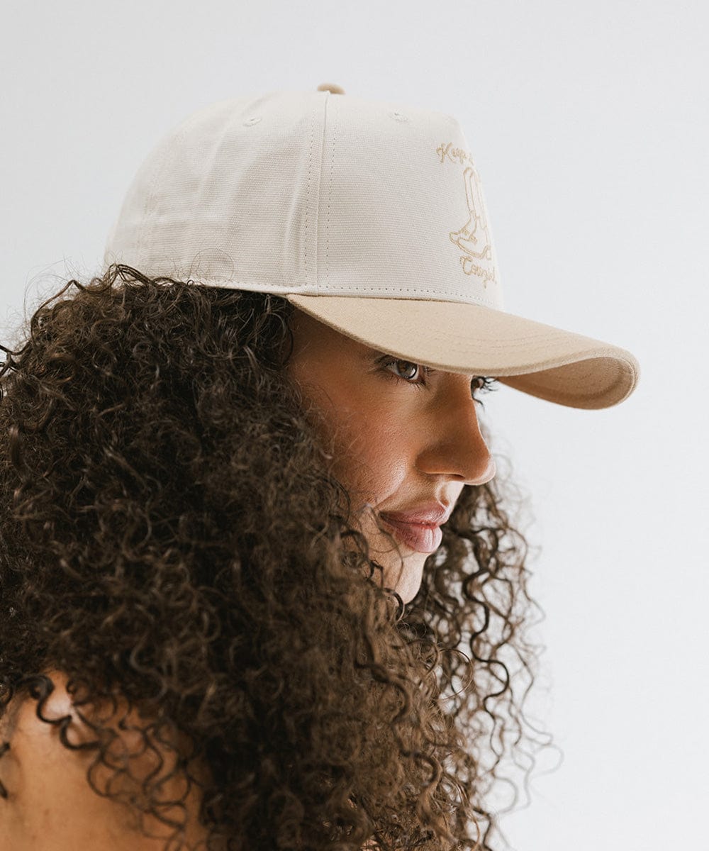 Keep It Up Cowgirl Canvas Trucker Hat - Stylish Western Cowgirl Hat for Women - Perfect for Rodeo, Country Music Festivals & Outdoor Adventures