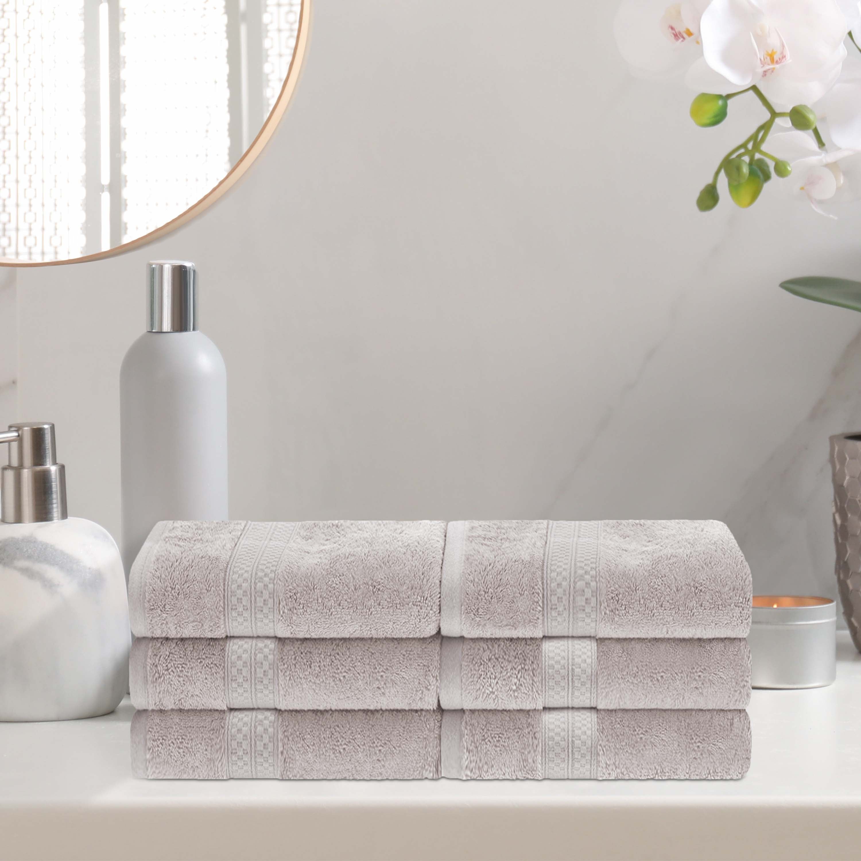 6-Piece Rayon Bamboo Blend Hand Towel Set | Soft & Absorbent Bath & Kitchen Towels for Home & Spa Use