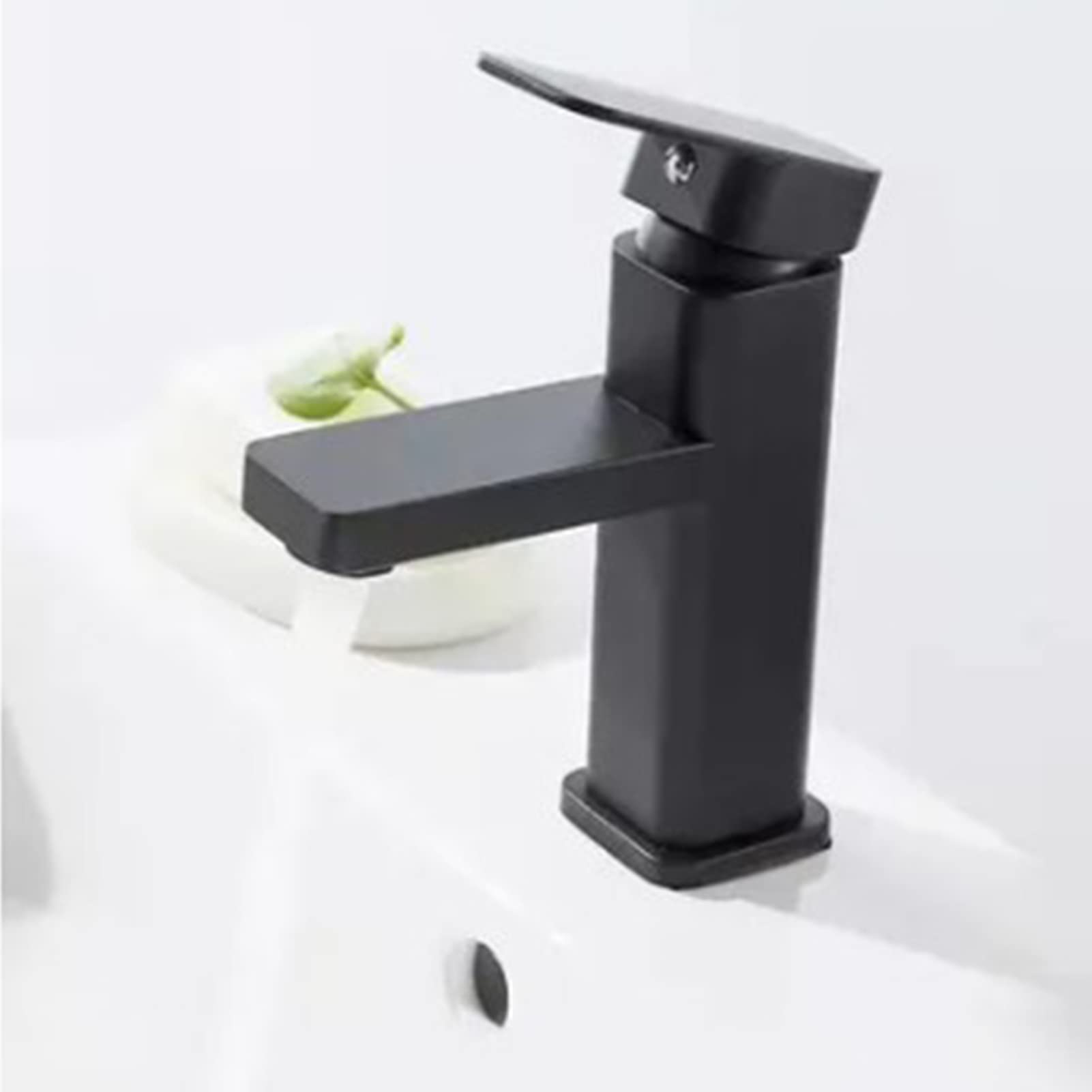 Black Matte Single Hole Plastic Bathroom Faucet - Stainless Steel Modern One Handle Sink Faucet - Water Spot & Stain Resistant - Perfect for Bathroom Vanity & Powder Room Upgrades