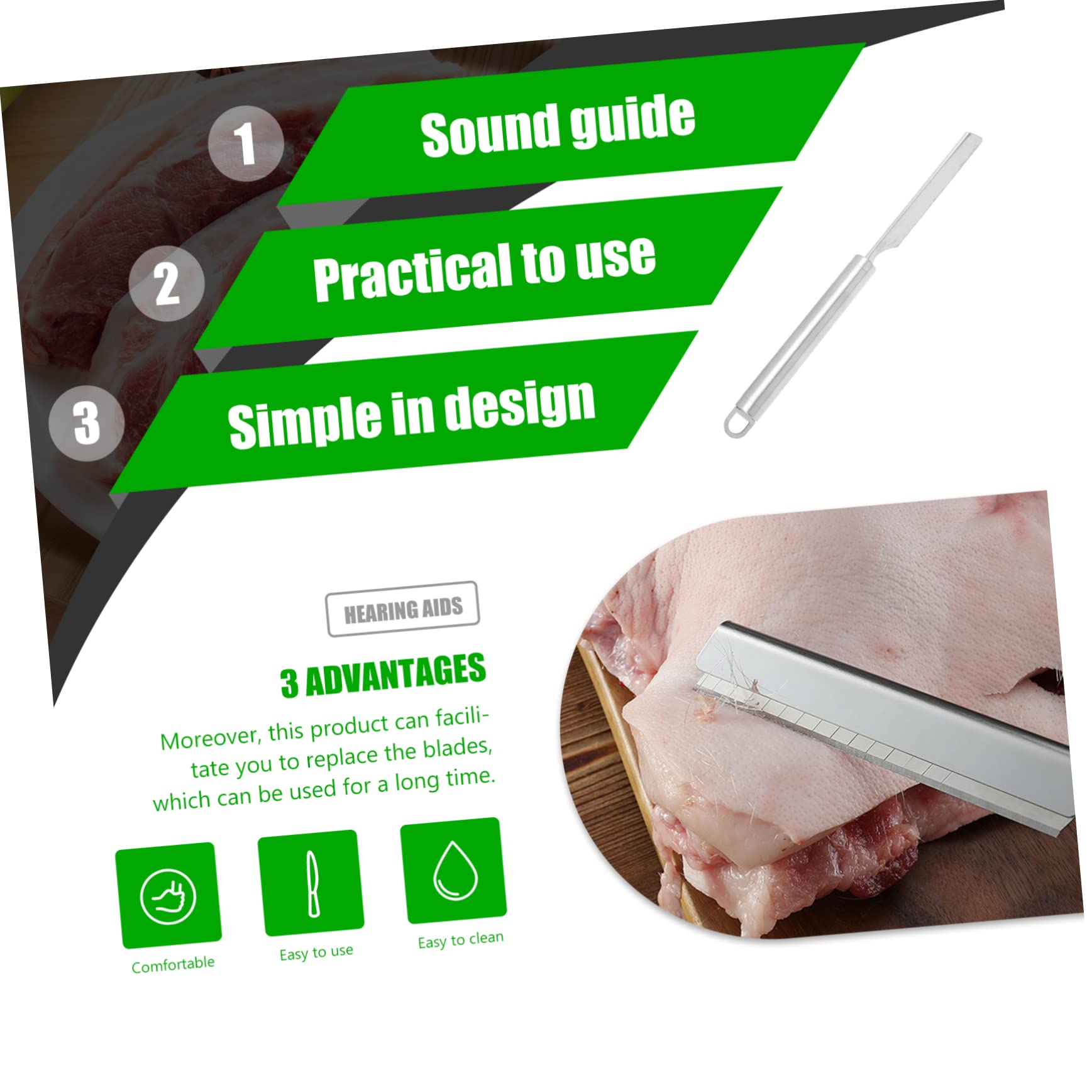 Premium Stainless Steel Pig Hair Removal Tool - Durable Blades Holder for Effortless Hair Scraping | Perfect for Butchers, Chefs & Home Cooking