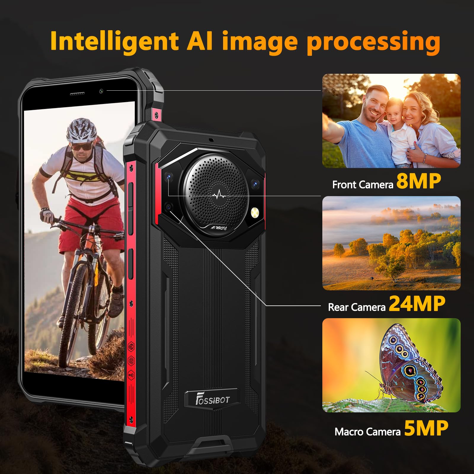 FOSSIBOT F101P Rugged Smartphone - Android 13, 7GB RAM + 64GB ROM (Expandable to 1TB), 10600mAh Battery, 5.45