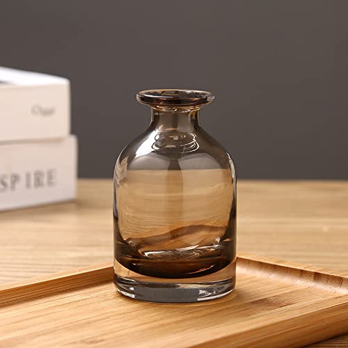 Amber Glass Bottle Vase - Handcrafted Decorative Vase for Home Decor, Farmhouse Style, Table Centerpiece - Perfect for Wedding, Dining Table, Living Room Decor