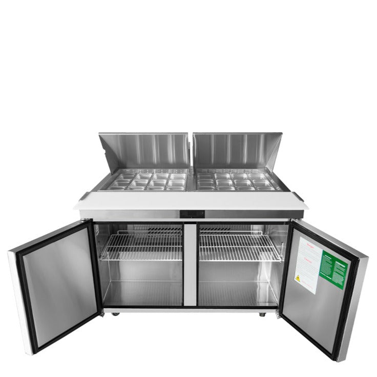 Atosa 60 Sandwich & Salad 24 Pan Commercial Refrigerated Prep Table with 2 Doors - Perfect for Restaurants, Delis & Catering Businesses