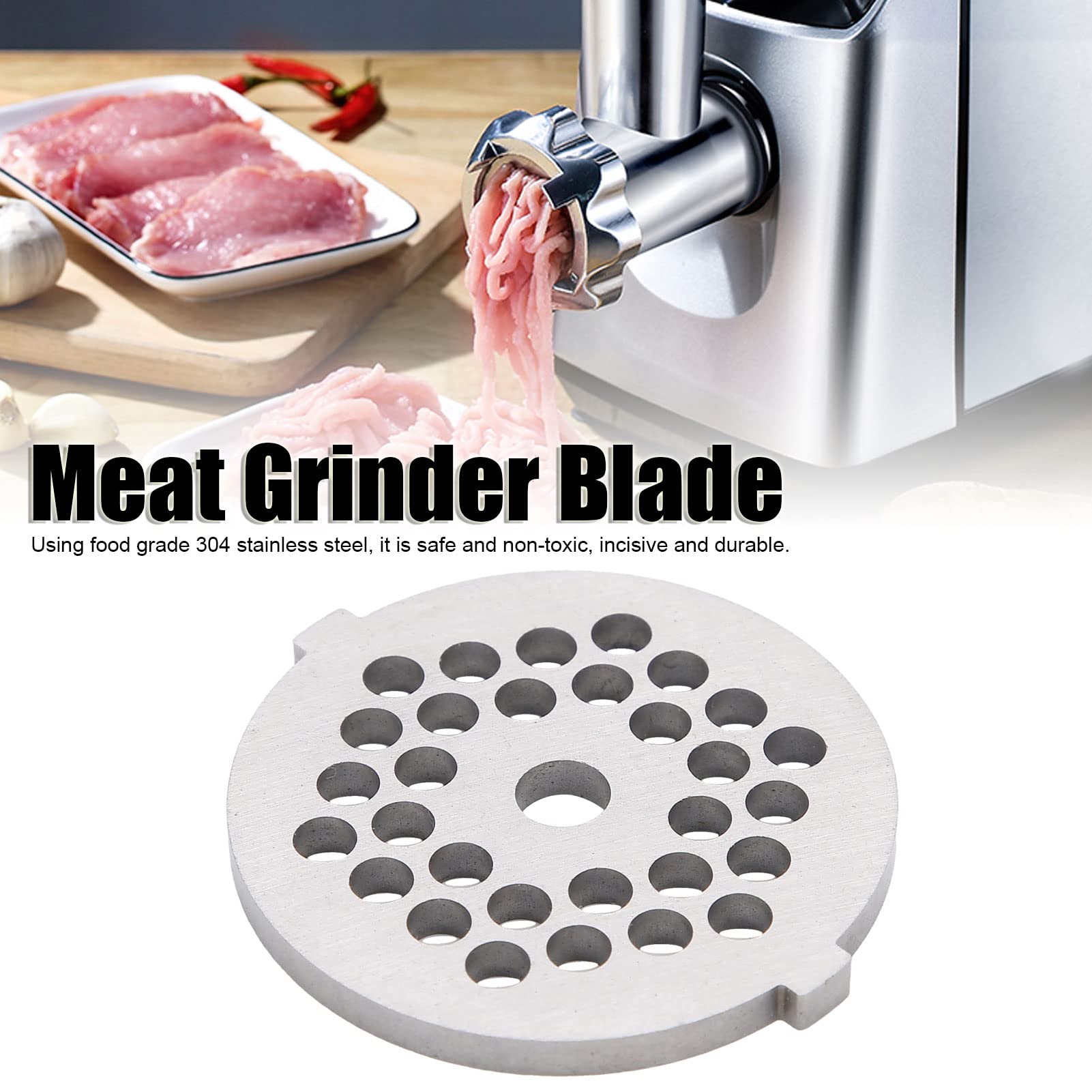 Stainless Steel Electric Mincer Blade & Grinding Plate with 3mm Round Holes - Compatible with Size 5 Stand Mixers & Meat Grinders - Perfect for Home Kitchen, Butcher Shop & Food Processing