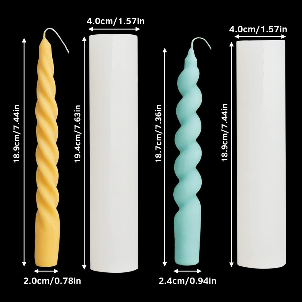 2PCS Long Twisted Silicone Candle Molds for DIY Aromatherapy Candles, Soap & Wax Making - 3D Pillar Candle Molds, Epoxy Resin Casting Molds for Unique Handmade Crafts - Perfect for Home Decor, Gifts & Relaxation Therapy
