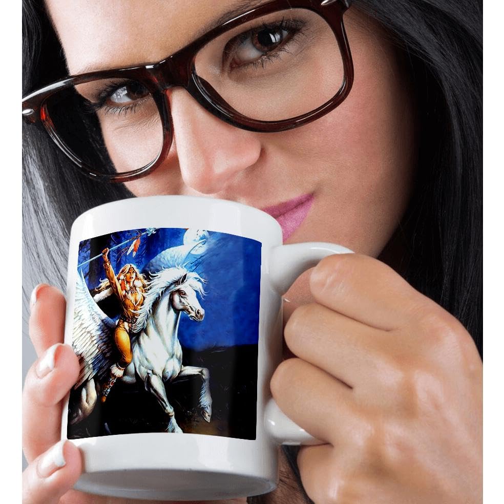 3D Rose Pegasus Warrior Ceramic Coffee Mug - 11 Oz Insulated Cup for Hot & Cold Drinks - Perfect for Home, Office, or Gift Giving