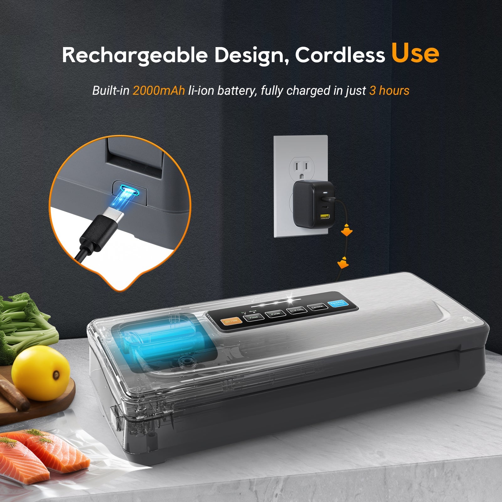 INK VS06 Vacuum Sealer Machine for Food Preservation - Compact & Powerful Home Kitchen Appliance for Sous Vide, Meal Prep, and Long-Term Food Storage