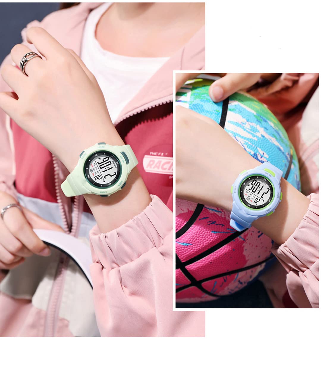 Women's LED Digital Sports Watch - 5Bar Waterproof, Alarm Clock, Silicone Strap - Perfect for Running, Gym Workouts & Outdoor Activities