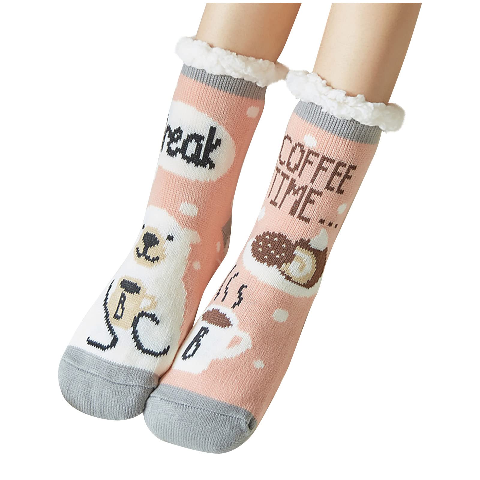Cozy Christmas Socks for Women - Fuzzy Plush Slipper Socks with Elk Design | Perfect Holiday Gift & Winter Home Wear