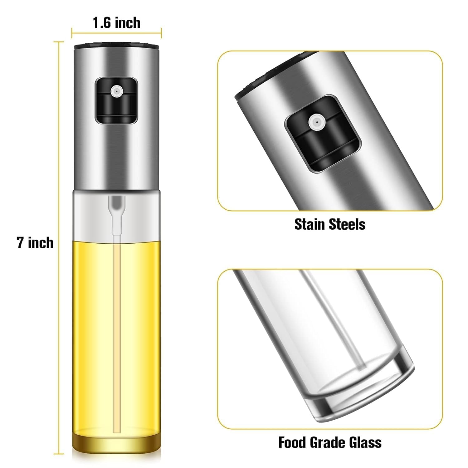 Premium Glass Oil Spray Bottle for Cooking - 100ml Food Grade Oil Dispenser for Dosa, Salad, BBQ & Baking | Vinegar Spray Bottle with ABS Cap (Multicolor) | Perfect for Kitchen, Restaurants & Healthy Meal Prep