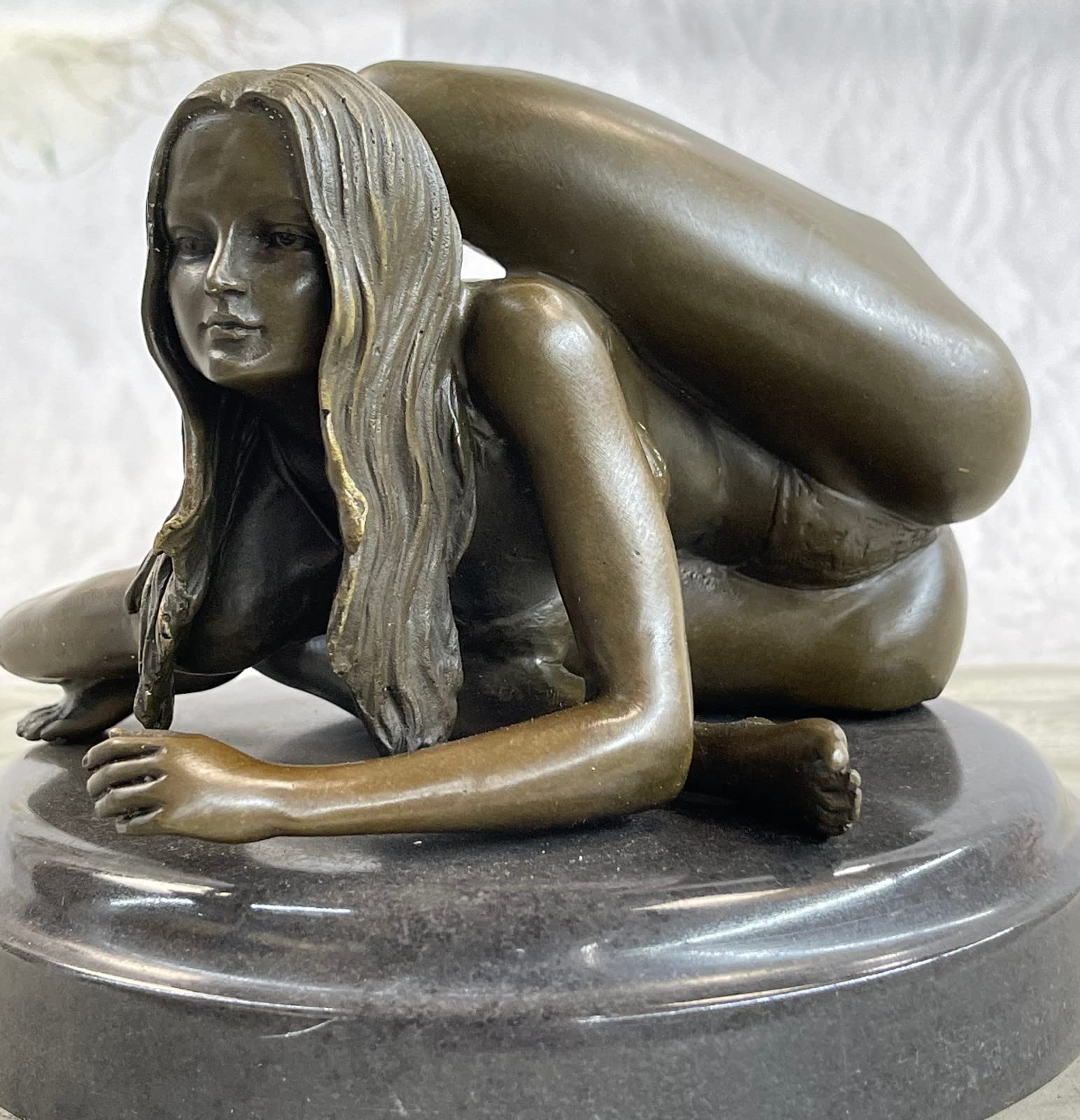 European Bronze Yoga Girl Sculpture - Modern Female Nude Art Statue for Home Decor, Gym & Meditation Space | Handcrafted Bronze Figure for Yoga Lovers & Art Collectors