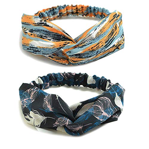 FAMEZA 10 Pack Women's Headbands - Boho Floral Printed Criss Cross Elastic Hair Bands for Women & Girls - Perfect for Yoga, Workouts, Sports and Everyday Fashion Accessories