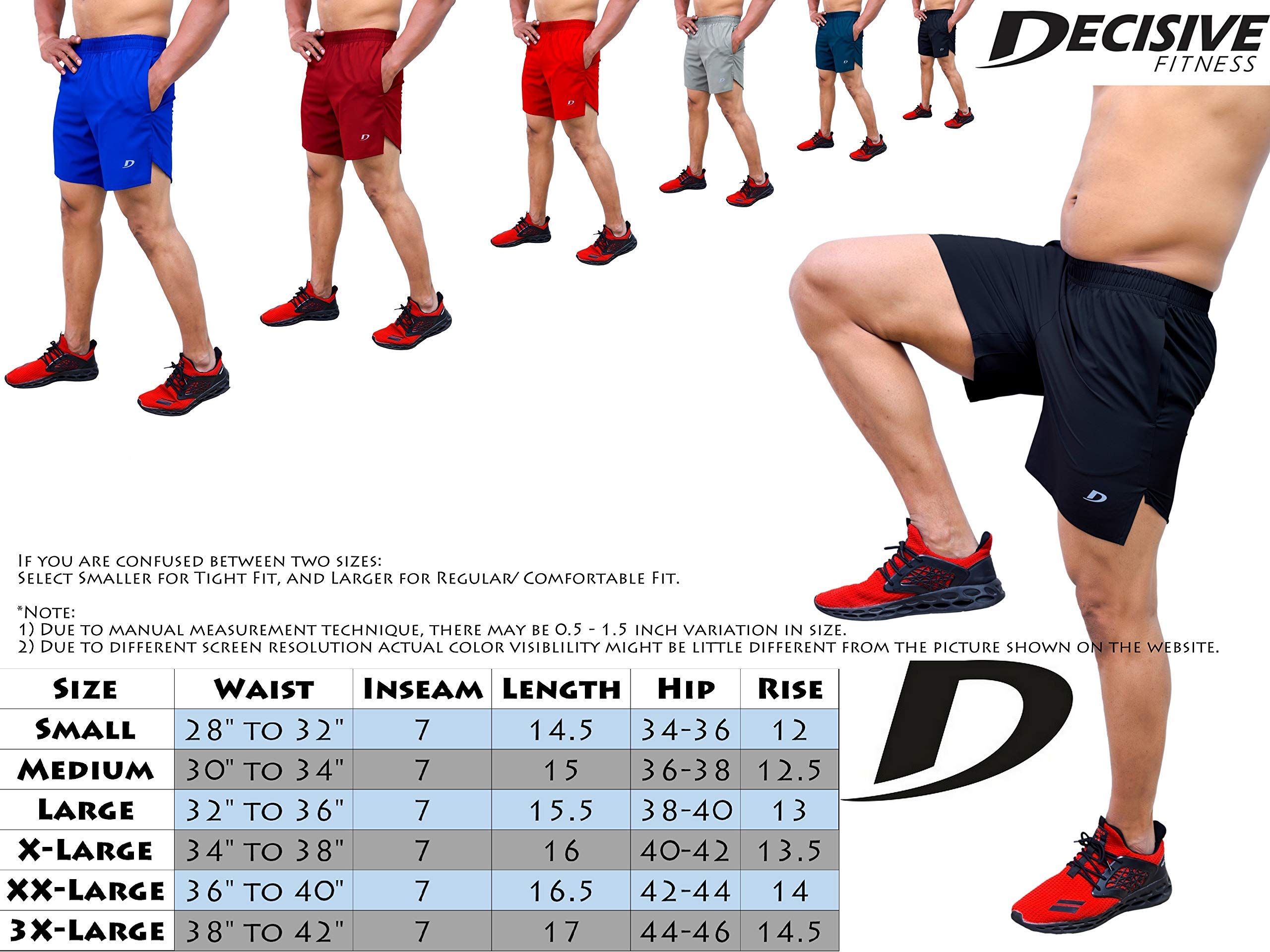 DECISIVE Men's Gym Workout Shorts - Breathable Quick-Dry Fitness Shorts for Running & Training - Perfect for Gym, Yoga, and Outdoor Sports