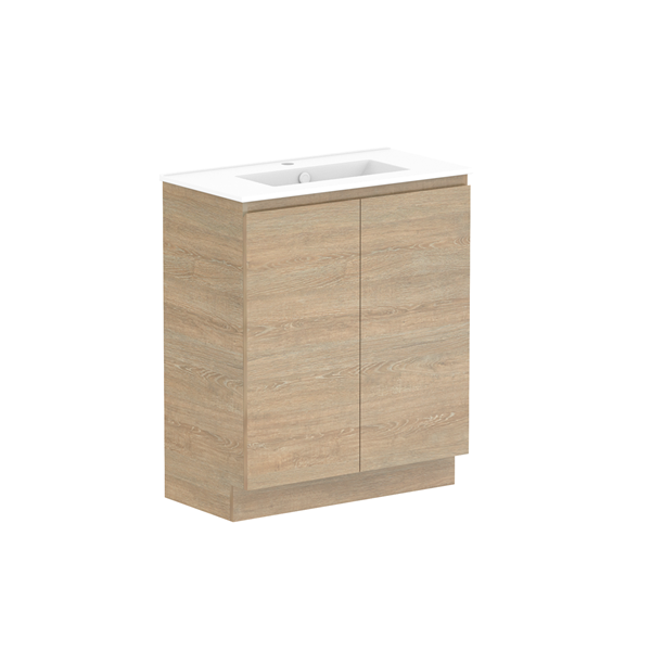 ADP Glacier Lite Ceramic Top Ensuite Trio Vanity Set - Modern Bathroom Vanity with Sink and Mirror for Small Spaces, Perfect for Apartments, Condos & Guest Bathrooms