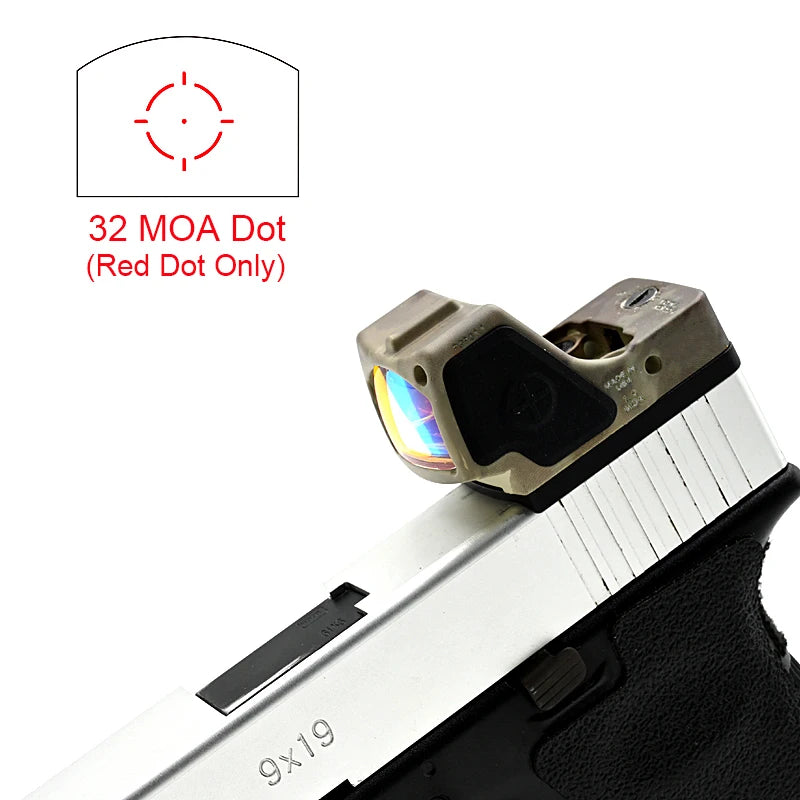 Tactical RMR HD Red Green Dot Sight - Compact Pistol Reflex Sight with Light Sensing System | Picatinny Mount Scope Optics for Rifles & Handguns | Ideal for Hunting, Shooting Range & Tactical Training
