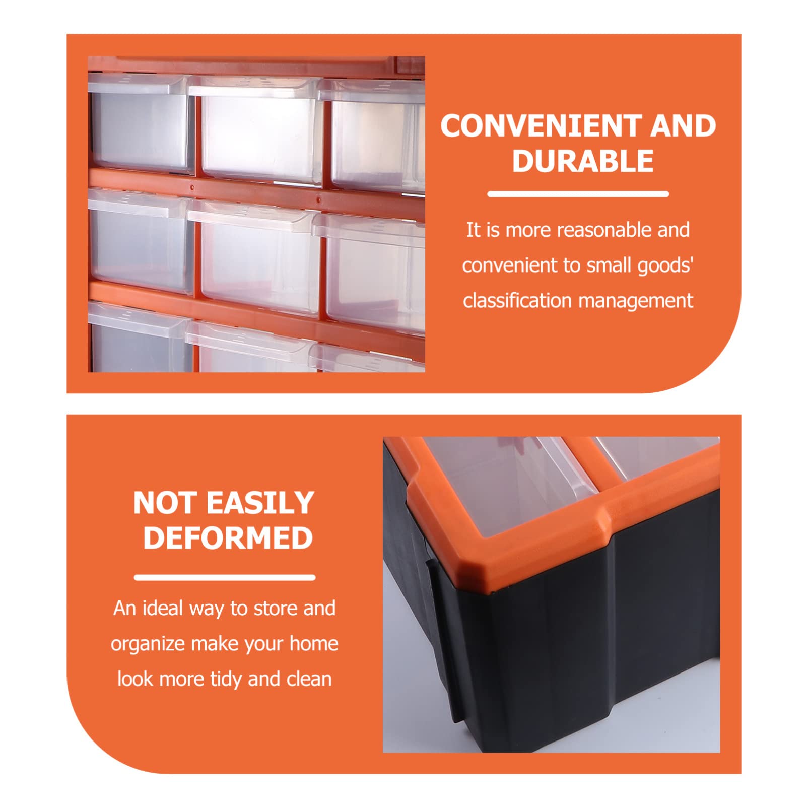 GANAZONO 18-Drawer Plastic Storage Cabinet for Hardware, Crafts & Small Parts - Orange | Organize DIY Supplies, Beads, Nails, Screws & More | Perfect for Workshops, Craft Rooms & Garages