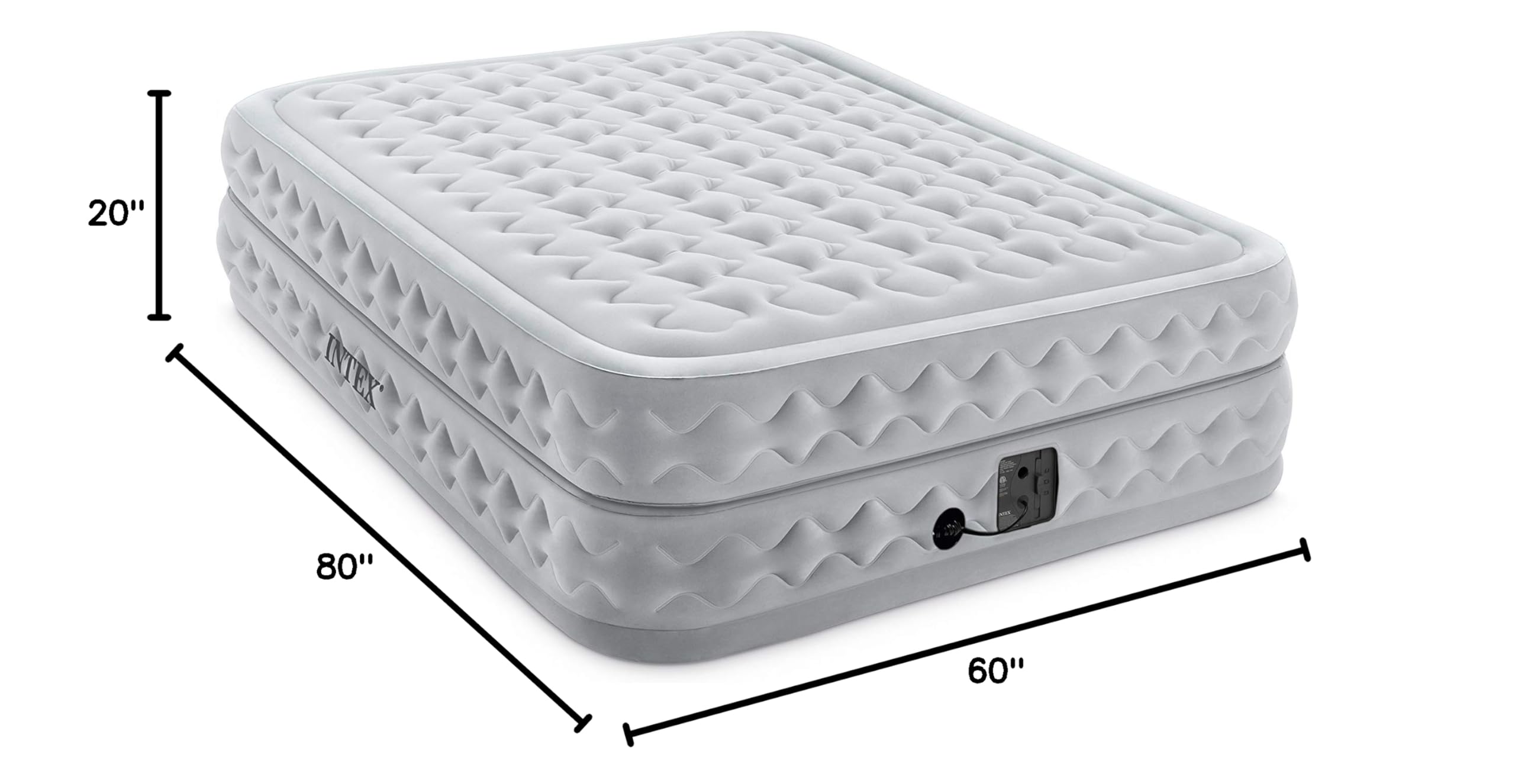 Intex Supreme Air-Flow Queen Air Mattress - Comfortable Inflatable Bed for Camping, Guest Room & Home Use - Heavy Duty PVC Material with Built-in Electric Pump