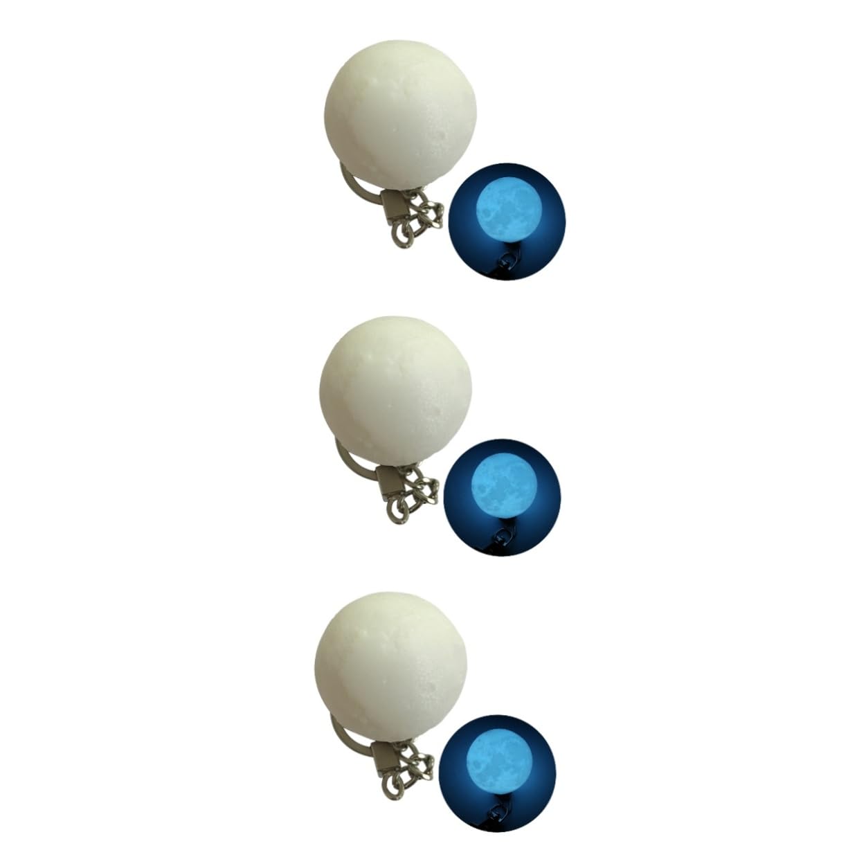 UKCOCO 3-Pack LED Moon Night Light Keychain - 3D Glow in The Dark Keyring, Portable Moon Lamp for Keys, Backpacks & Gifts - Perfect for Camping, Travel, Home Decor & Emergency Lighting