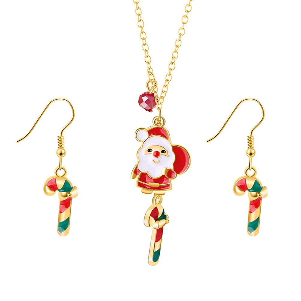 Amosfun 3-Piece Christmas Jewelry Set - Santa Necklace & Earrings for Women & Girls | Holiday Stocking Stuffers & Xmas Gifts | Perfect for Christmas Parties, Gift Exchanges & Festive Outfits
