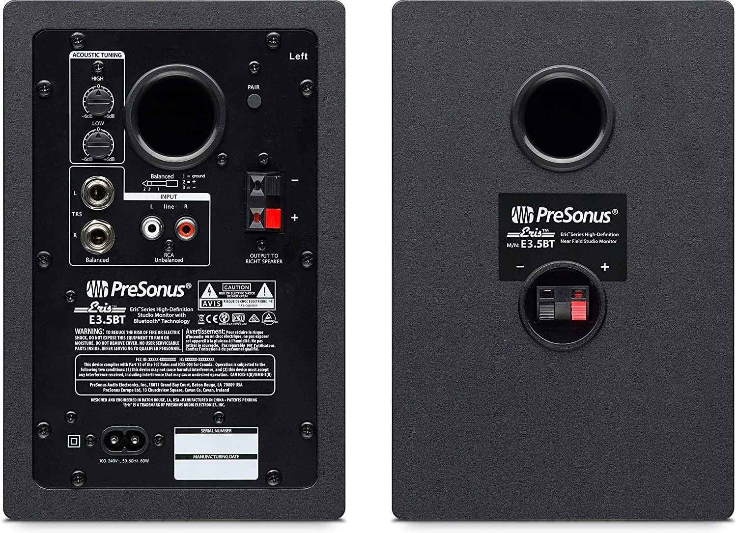 PreSonus Eris E3.5 BT 3.5-Inch Near Field Studio Monitors with Bluetooth 5.0 - 50W Class AB Amplified Speakers for Home Recording, Music Production & Podcasting - Includes Gravity Magnet Phone Holder for Mobile Devices